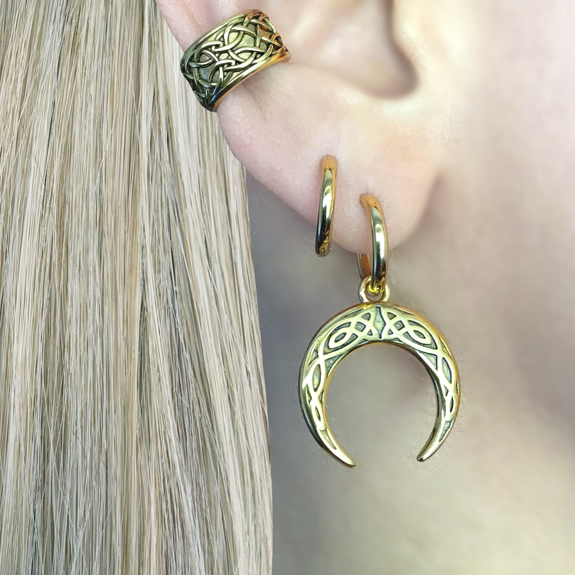 CELTIC MOON HOOP EARRINGS