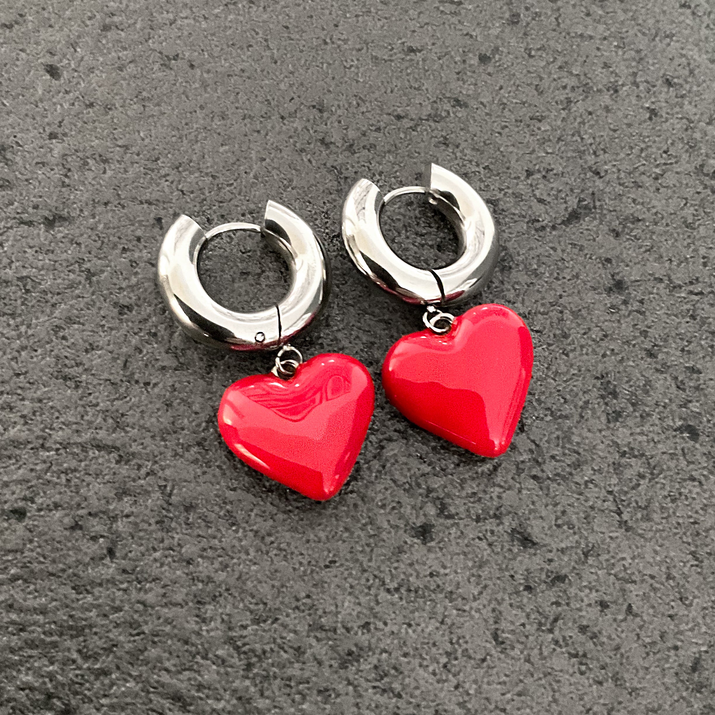 RED HEART HOOP EARRINGS