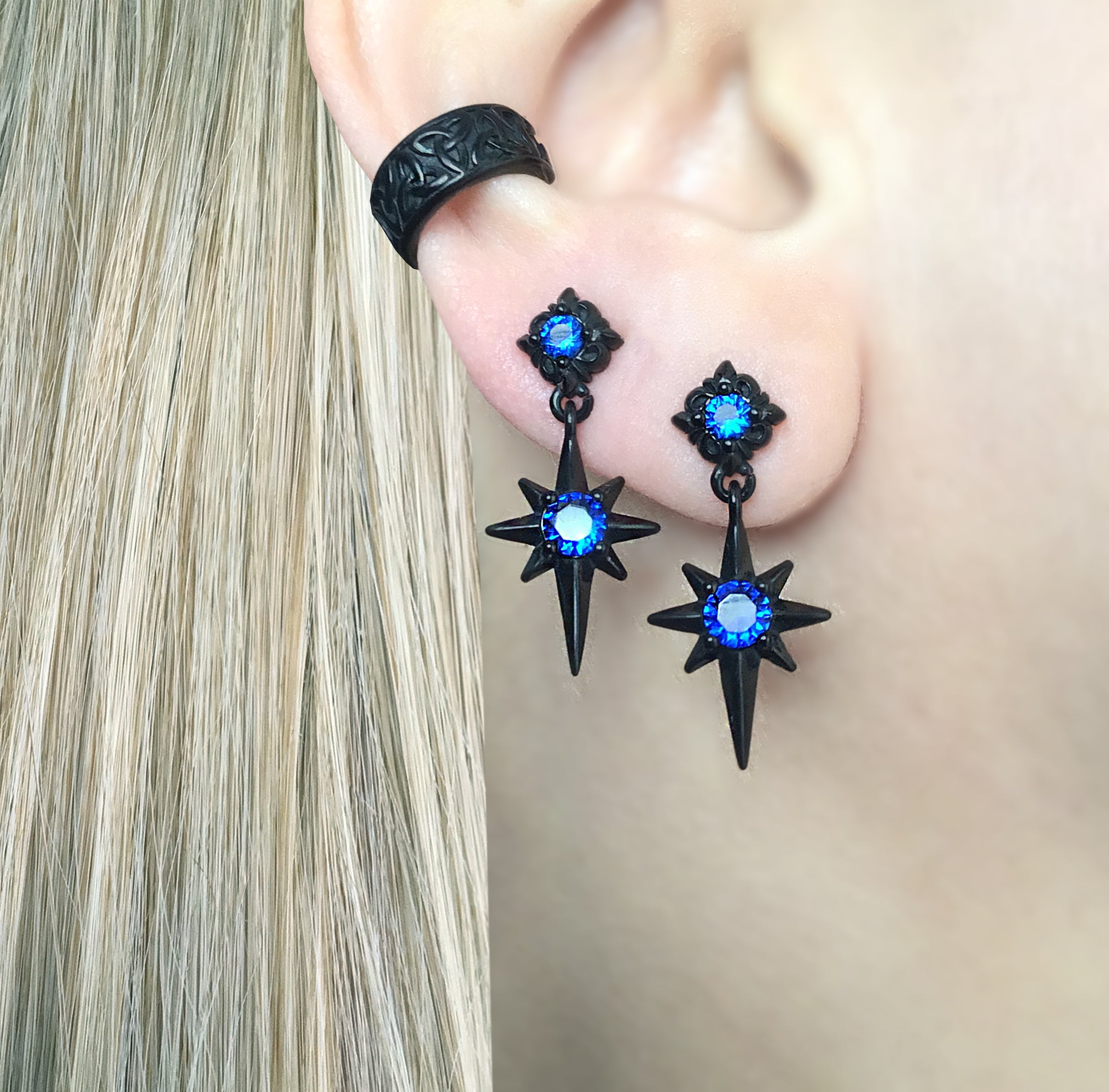 NORTH STAR STUDS WITH SAPPHIRE CZ