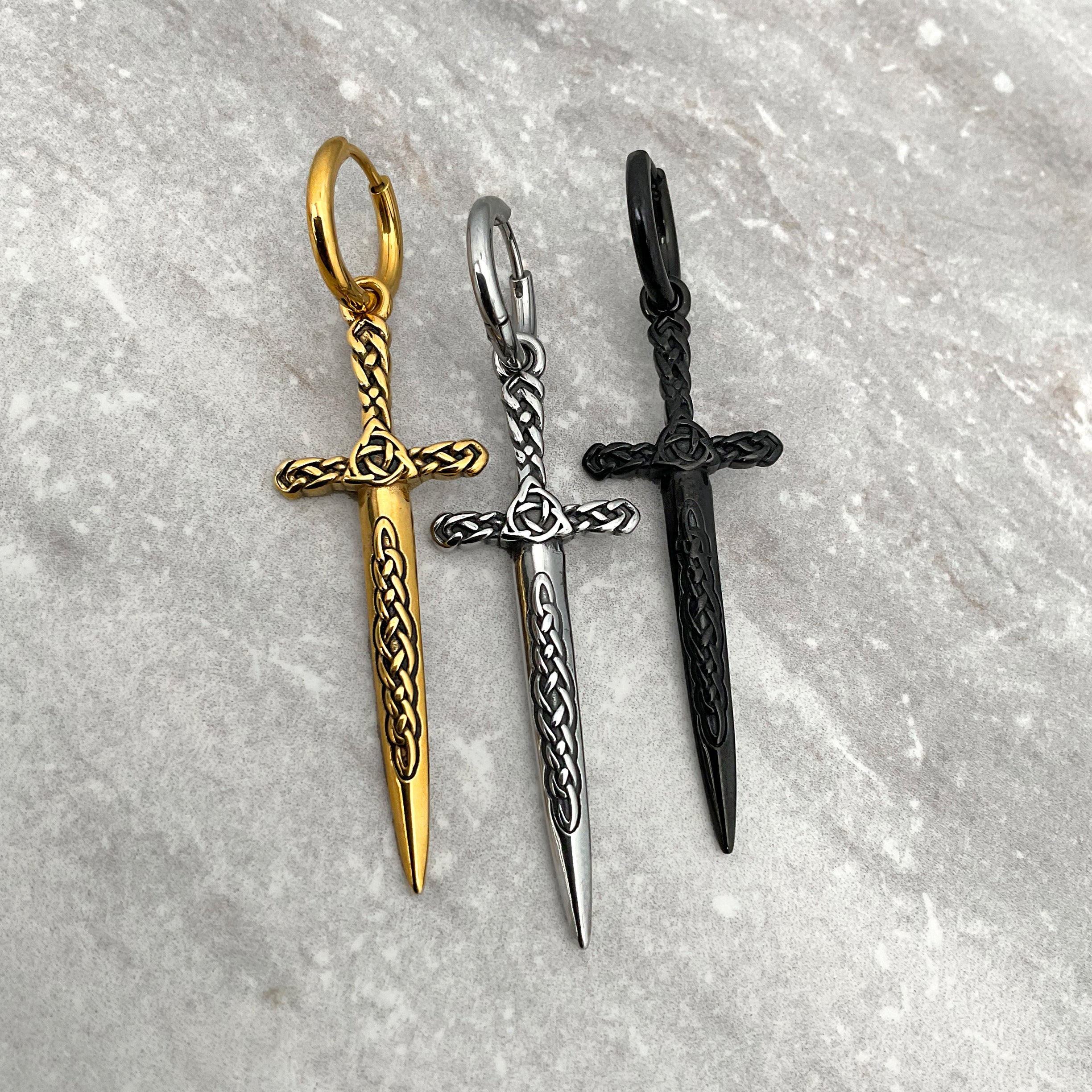 CELTIC SWORD HOOP EARRING