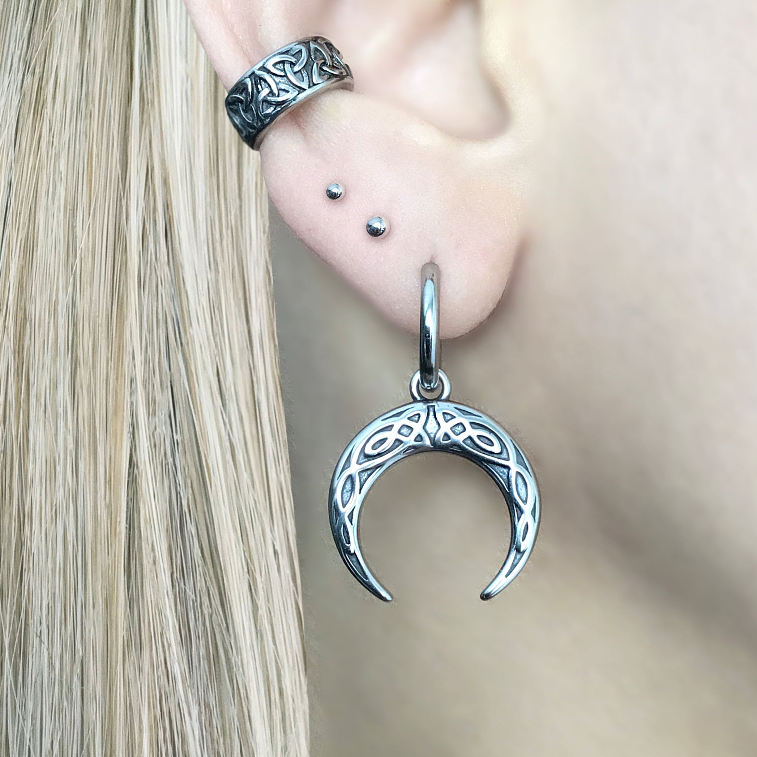 CELTIC MOON HOOP EARRINGS