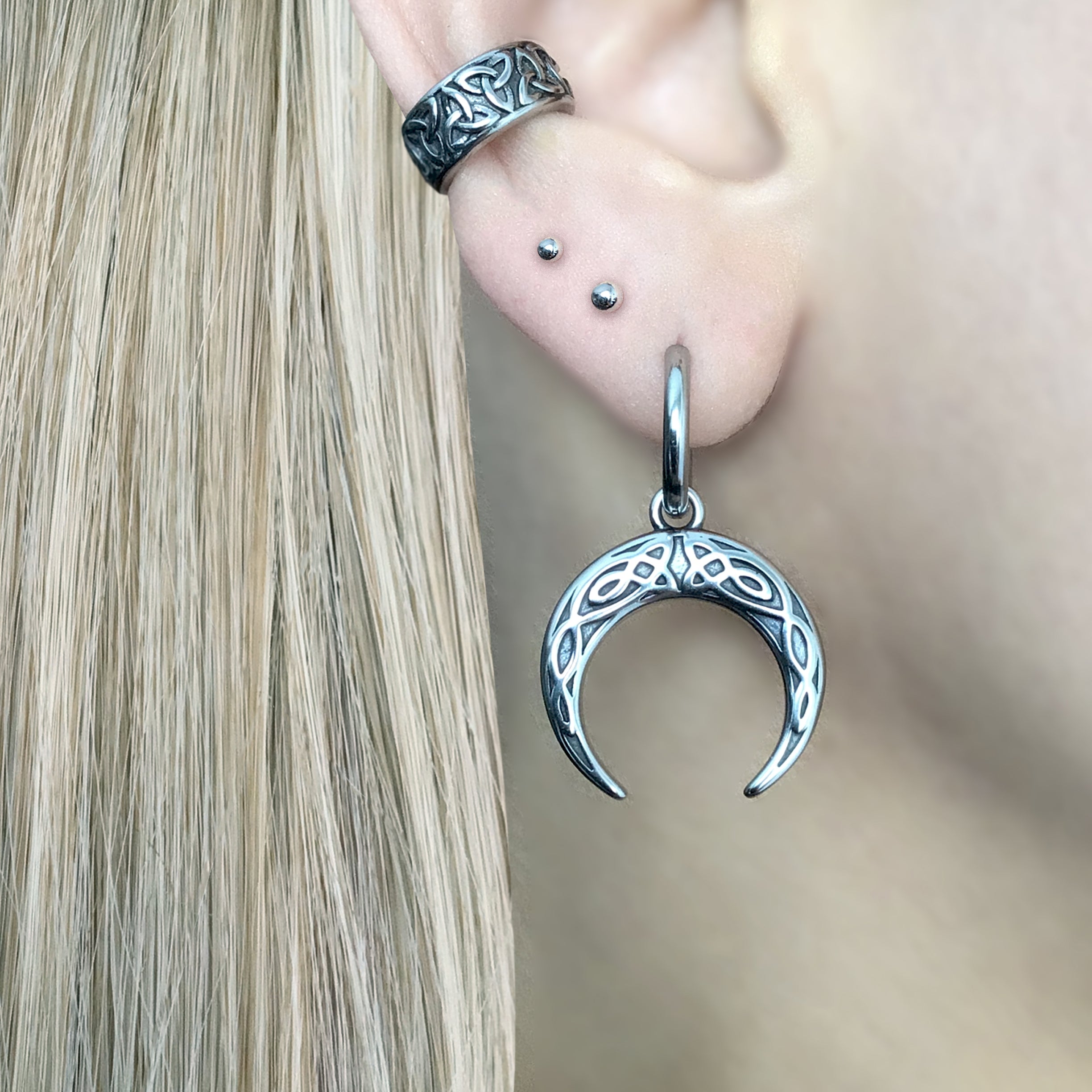 CELTIC MOON HOOP EARRINGS