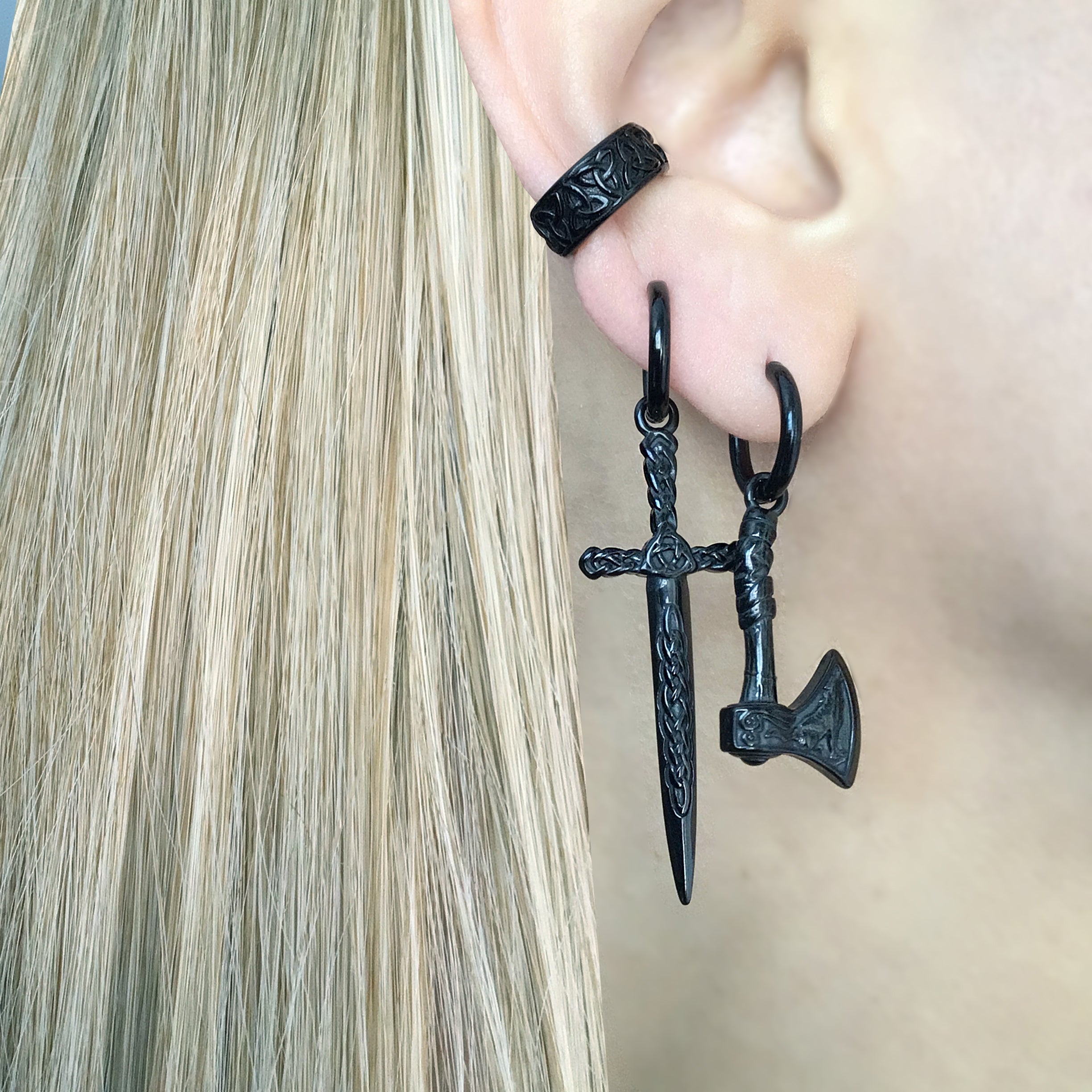 CELTIC SWORD HOOP EARRING