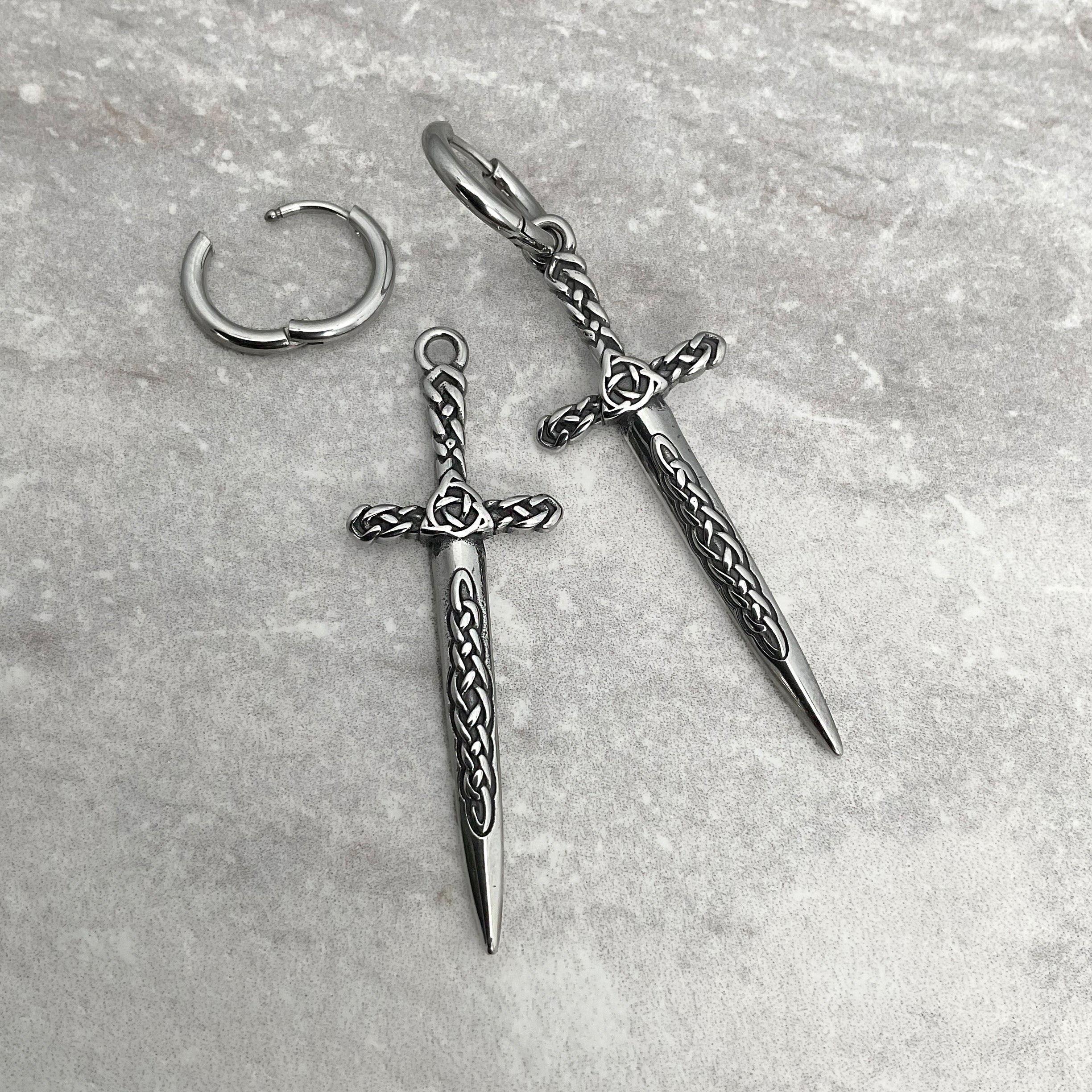 CELTIC SWORD HOOP EARRING