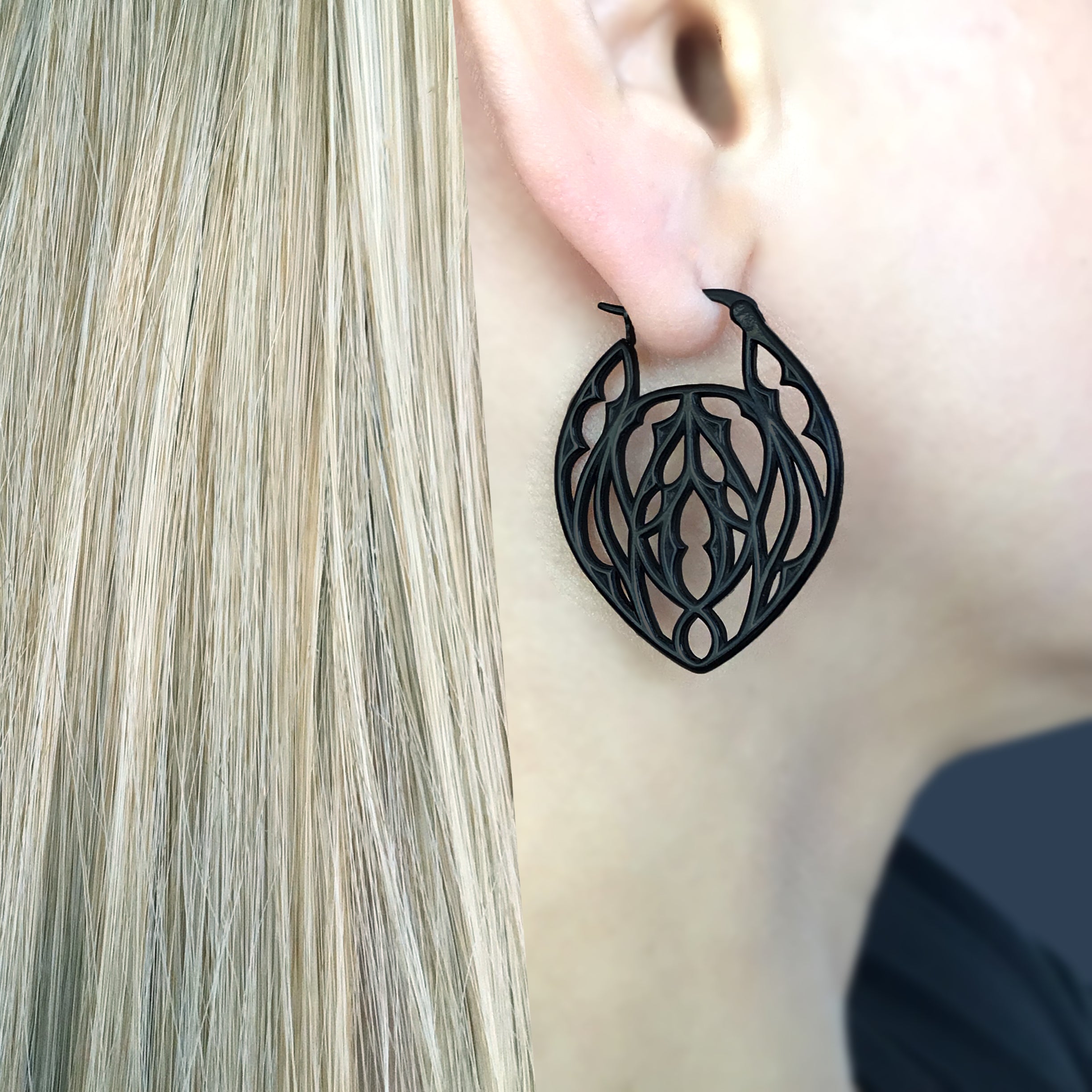 GOTHIC LACE HOOP EARRINGS