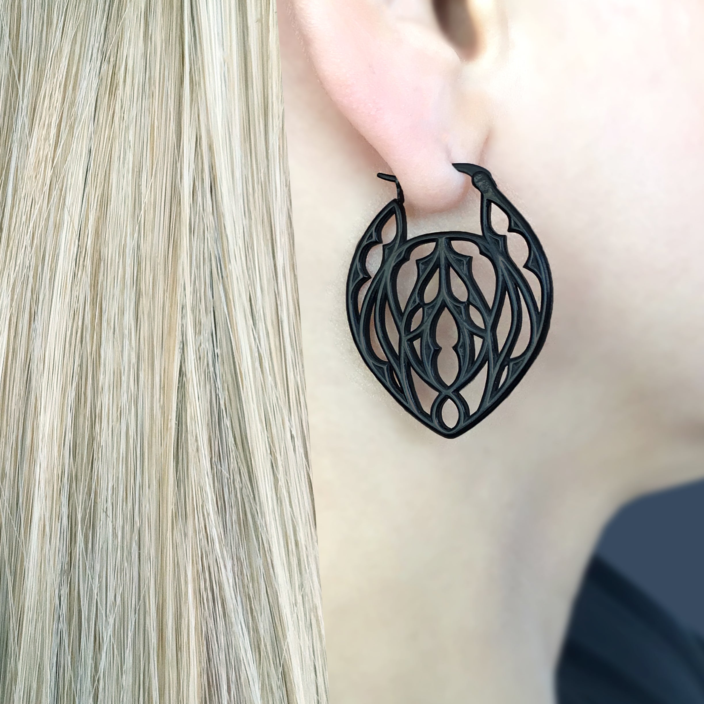 GOTHIC LACE HOOP EARRINGS