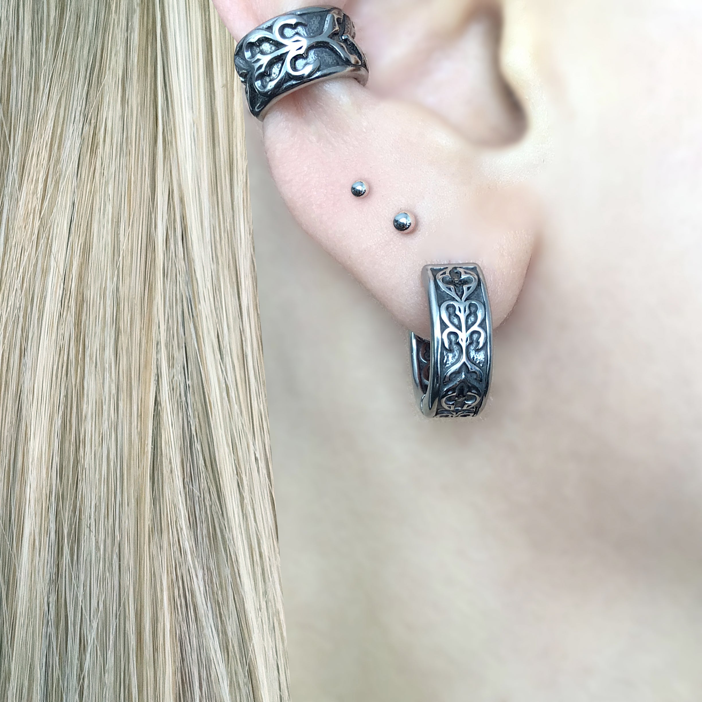 GOTHIC ORNATE HOOP EARRINGS