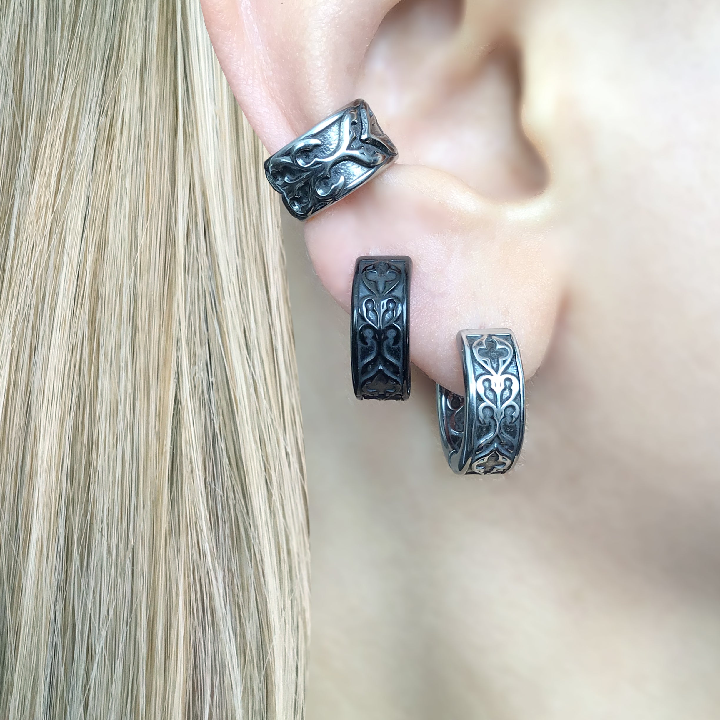 GOTHIC ORNATE HOOP EARRINGS