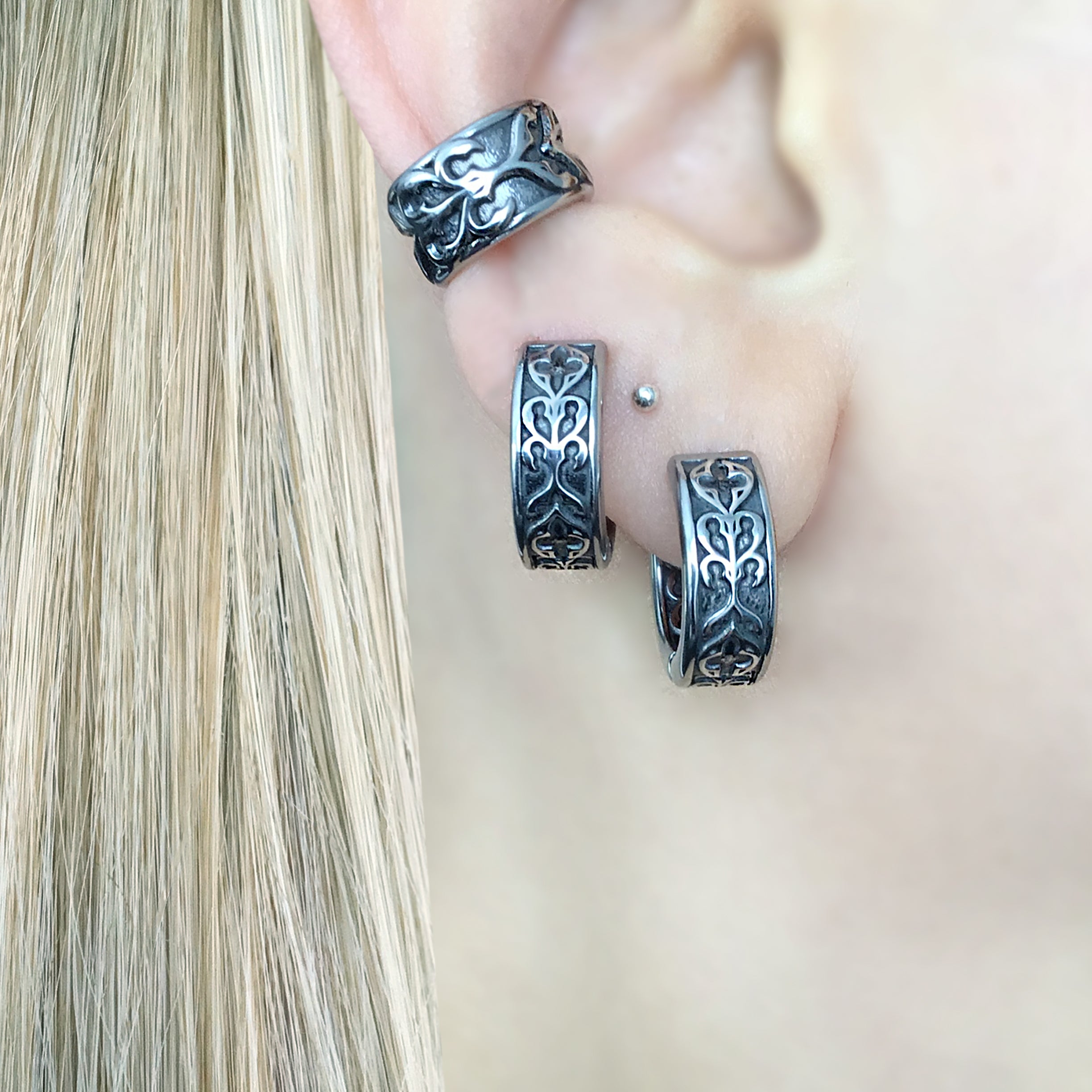 GOTHIC ORNATE HOOP EARRINGS