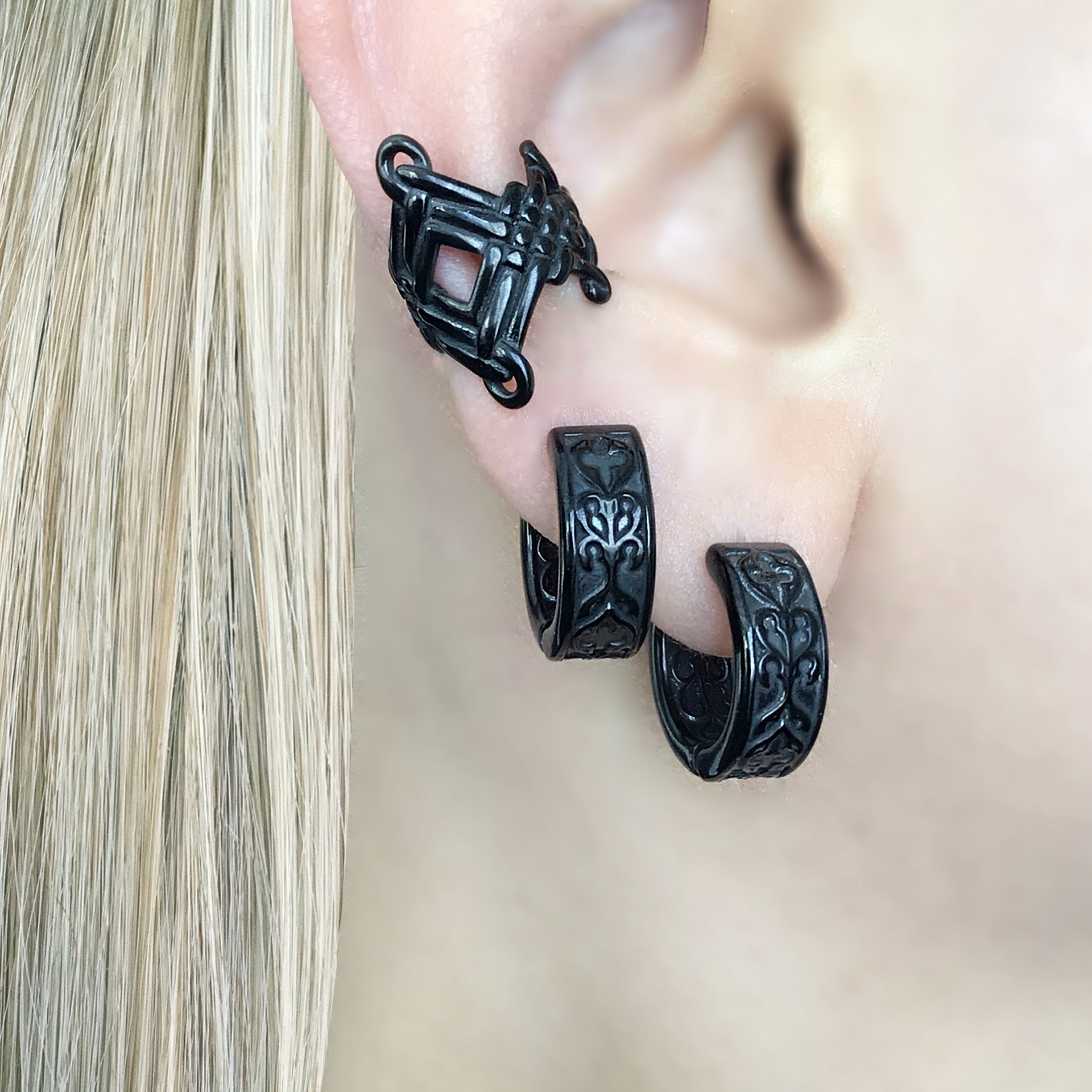 GOTHIC ORNATE HOOP EARRINGS