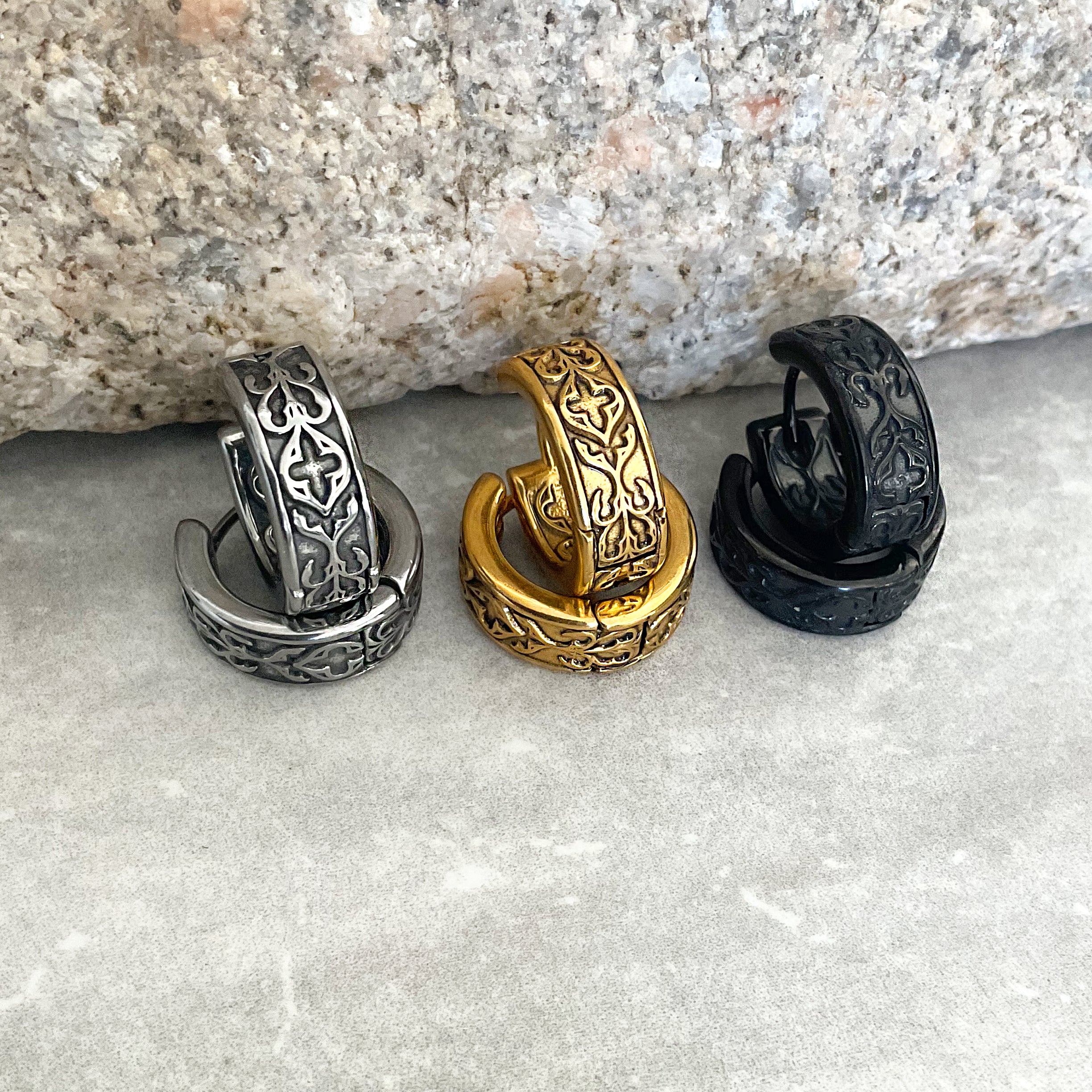GOTHIC ORNATE HOOP EARRINGS