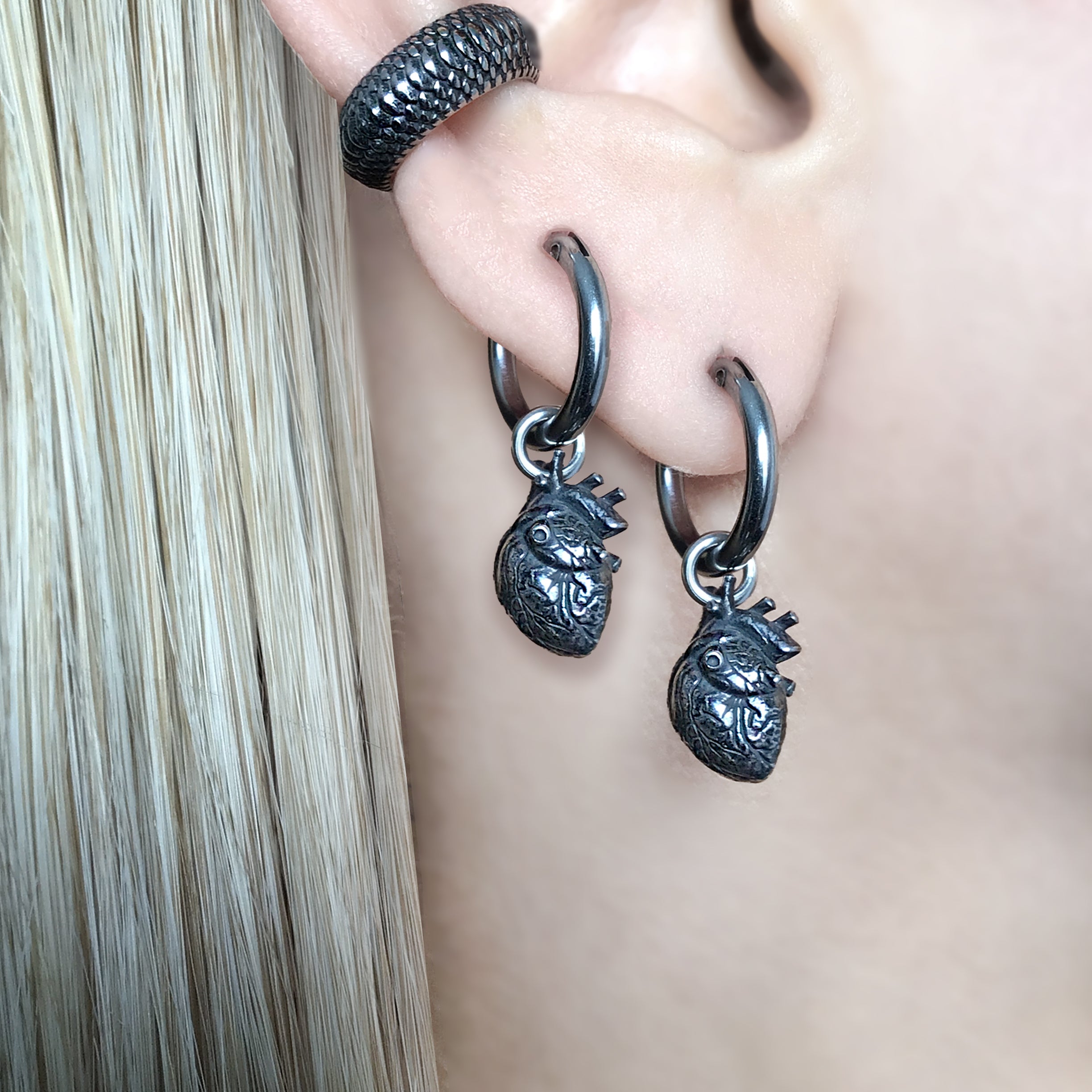 HEART HOOP EARRINGS