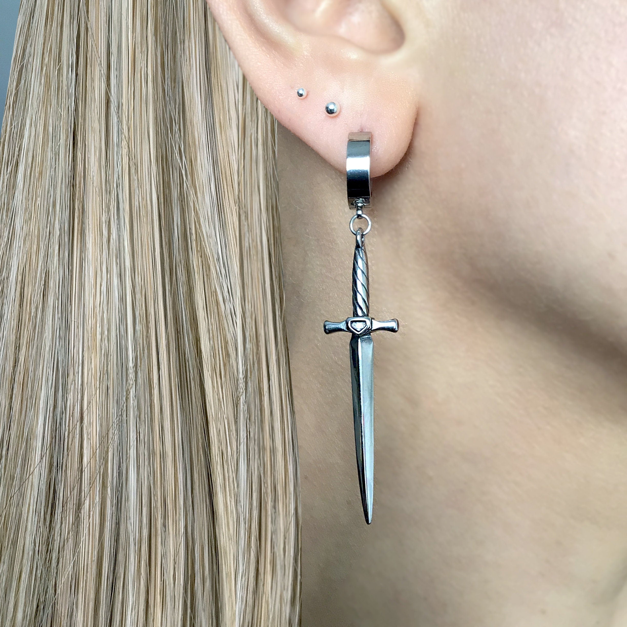 GOTHIC SWORD HOOP EARRINGS