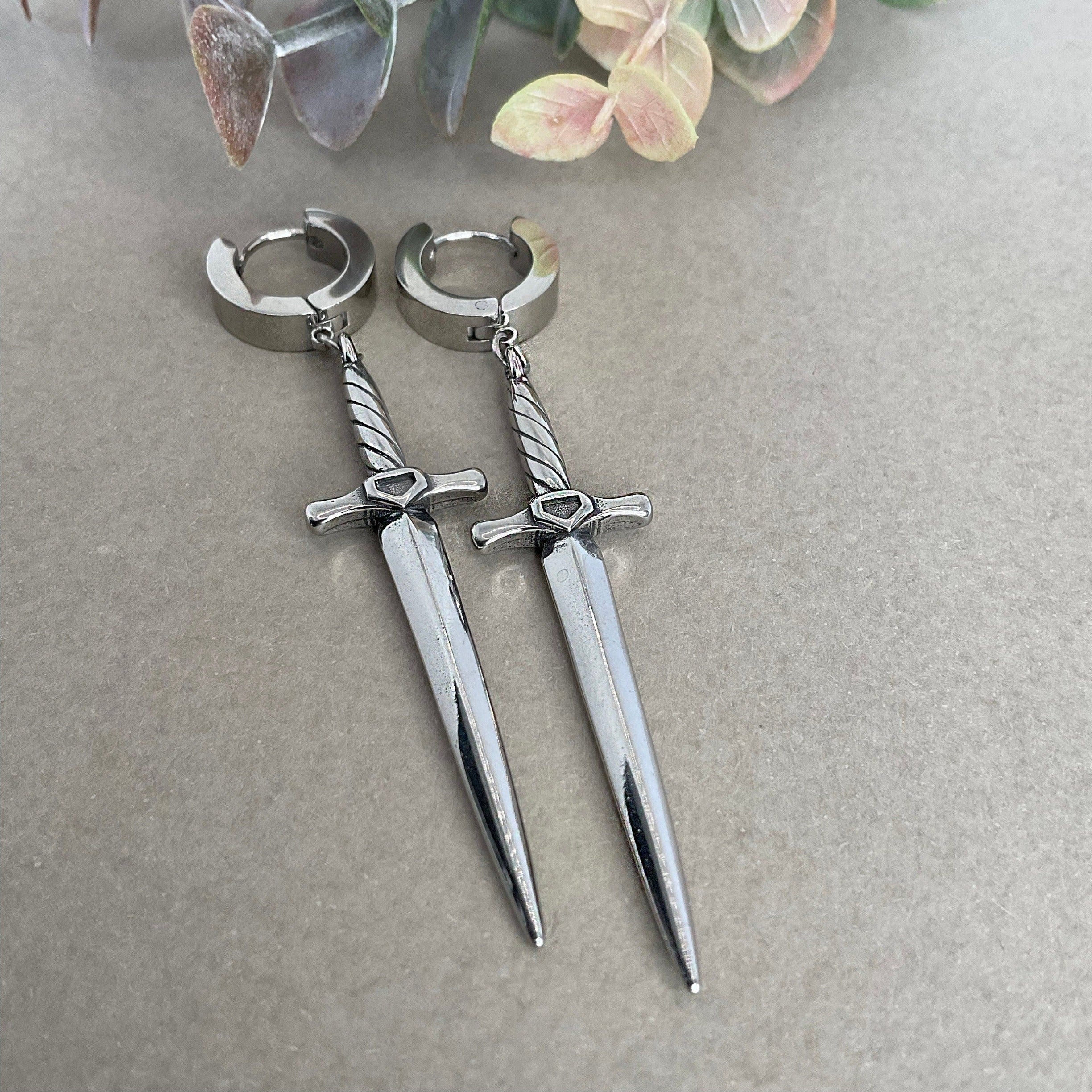 GOTHIC SWORD HOOP EARRINGS