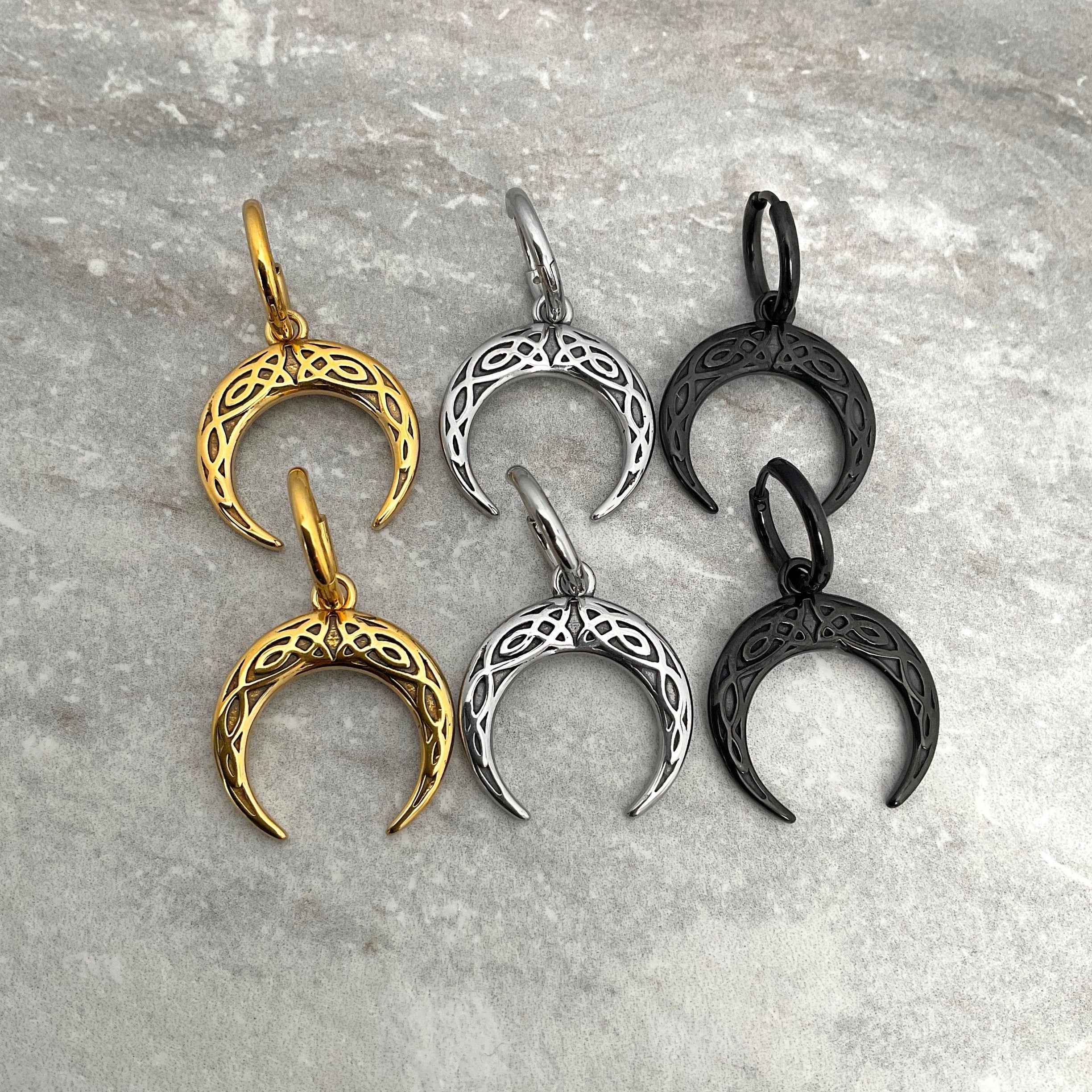 CELTIC MOON HOOP EARRINGS