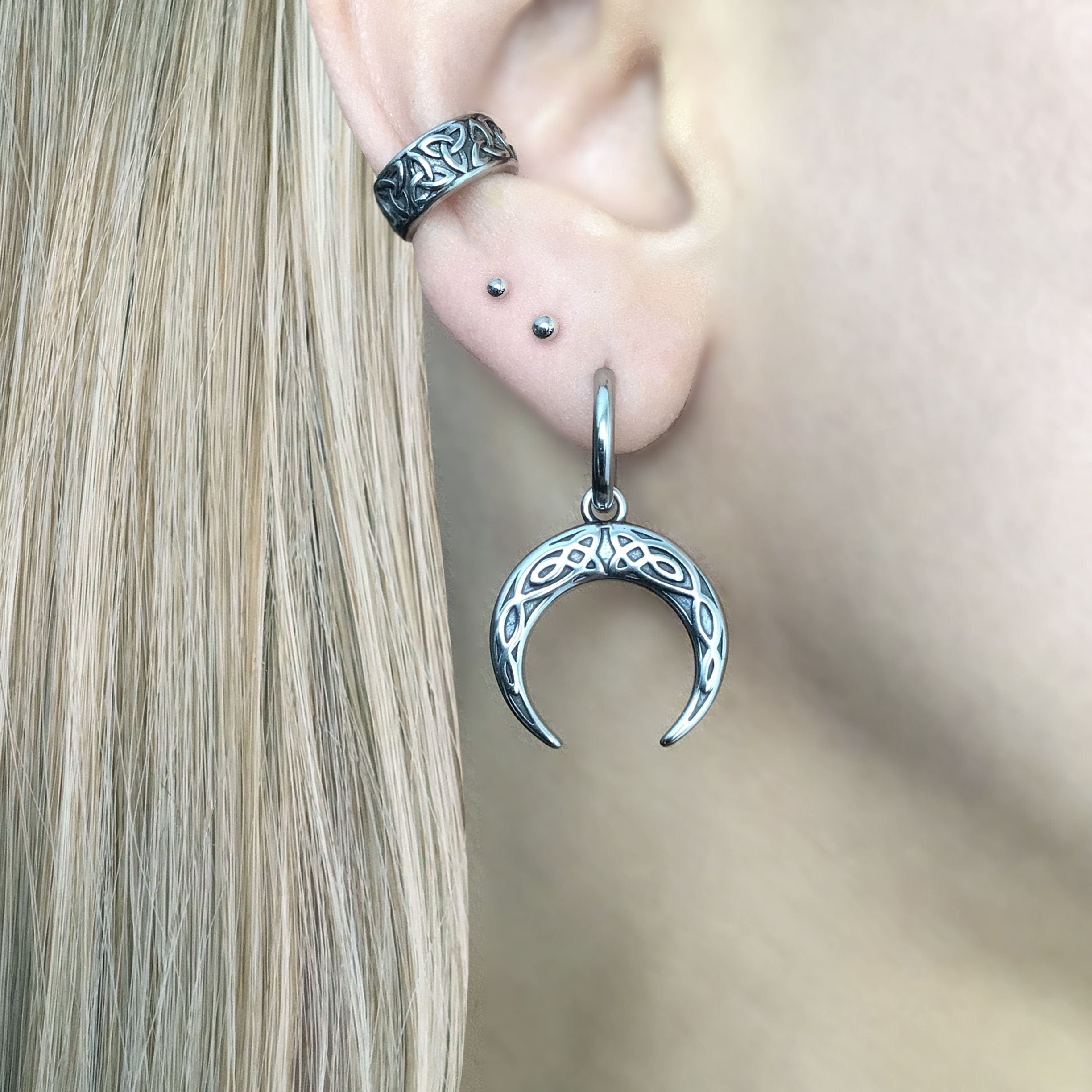 CELTIC MOON HOOP EARRINGS