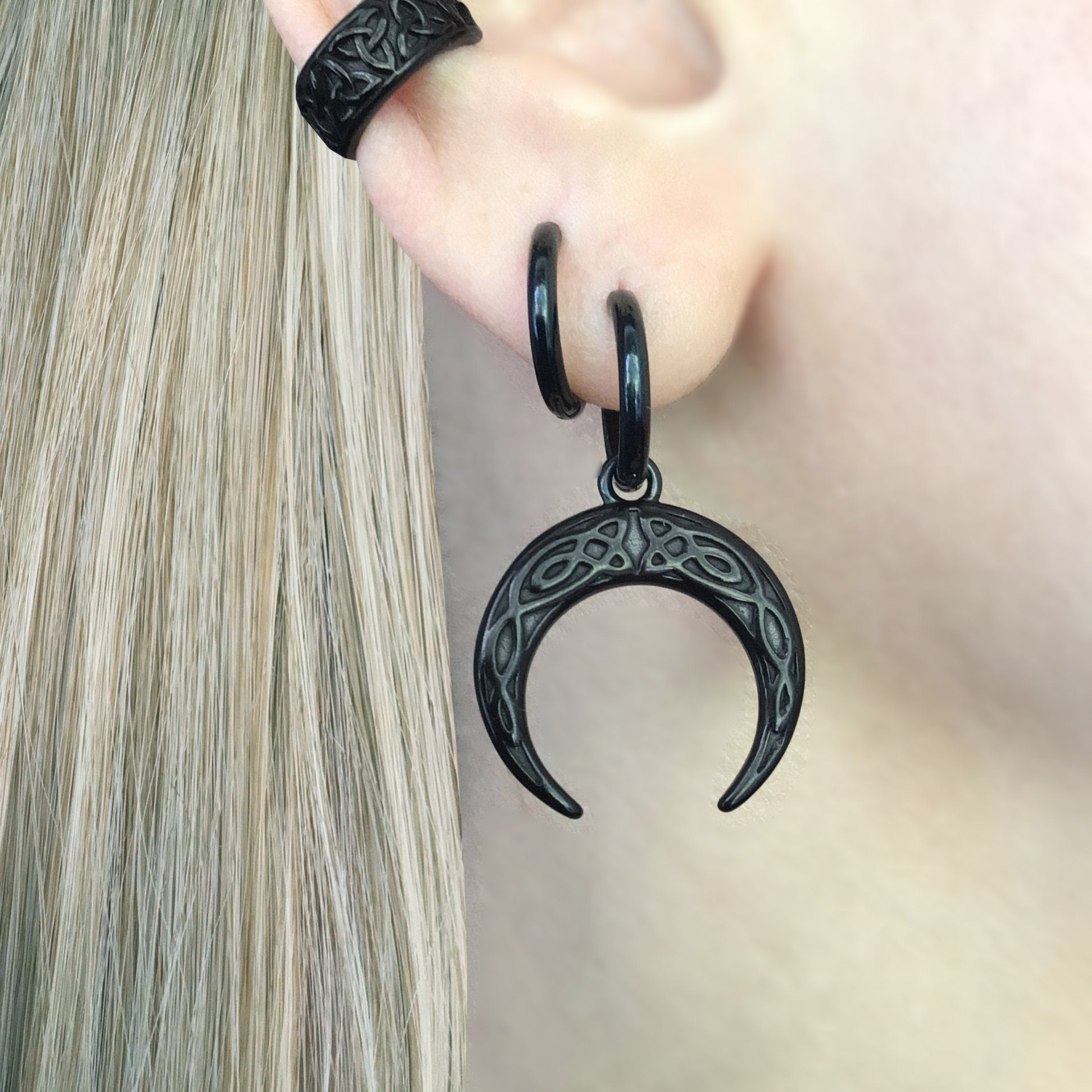 CELTIC MOON HOOP EARRINGS