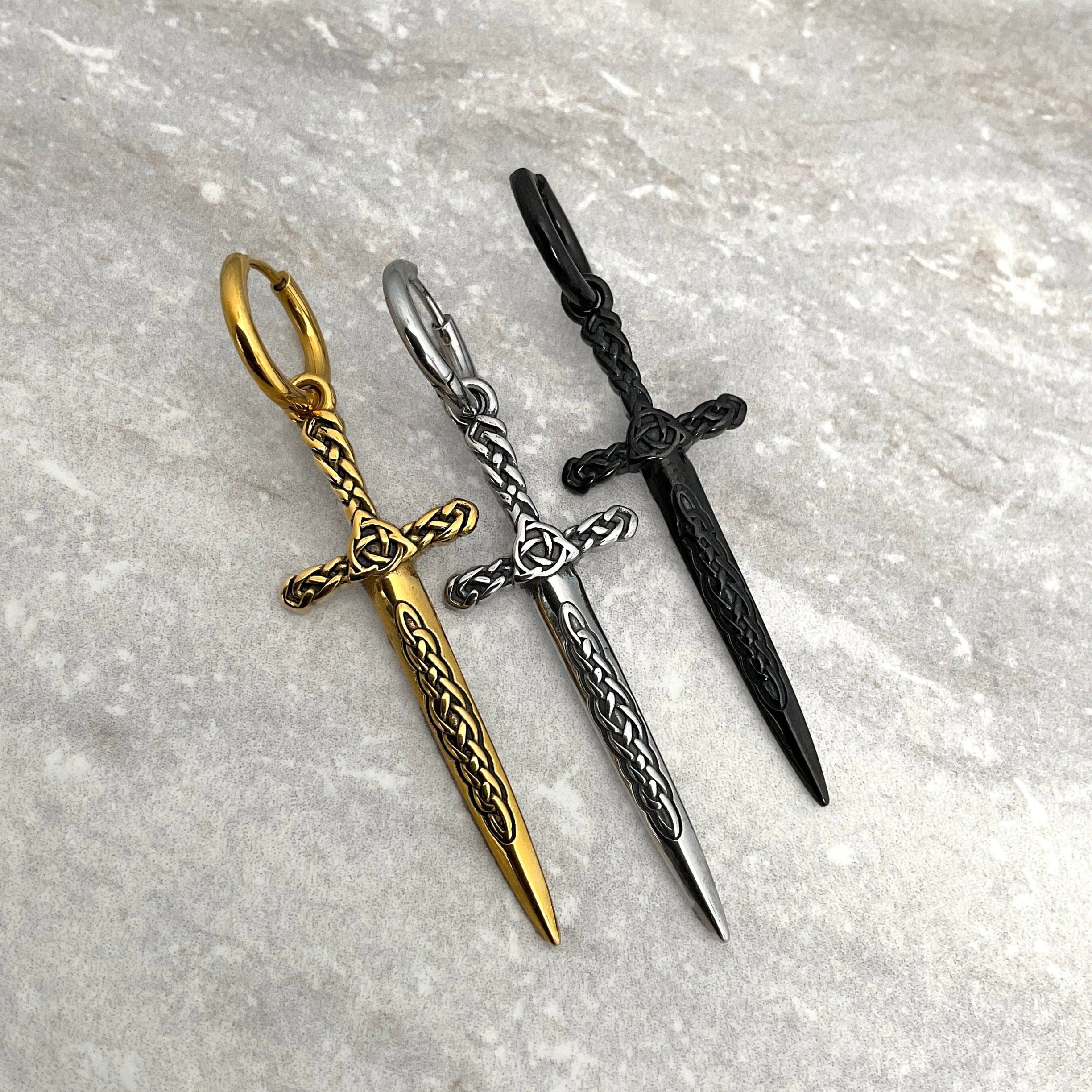 CELTIC SWORD HOOP EARRING