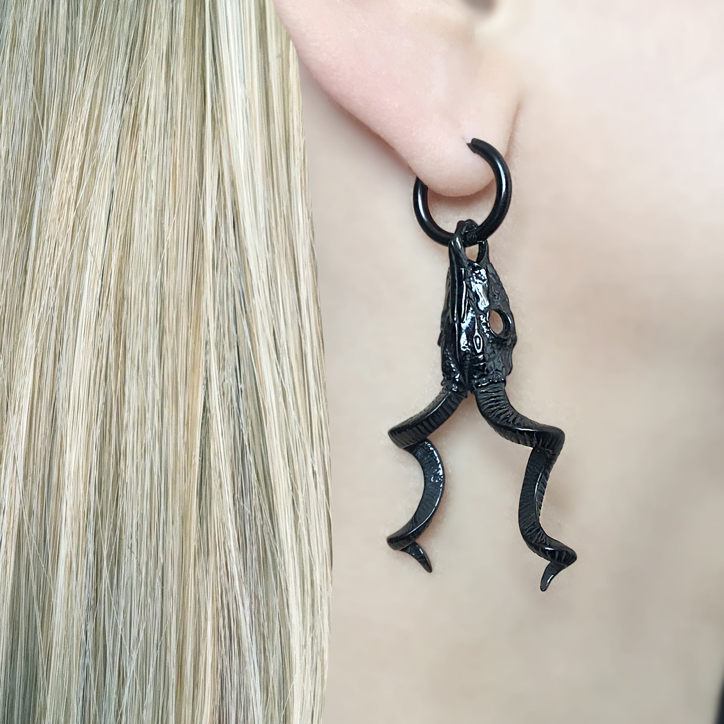 KUDU SKULL HOOP EARRINGS