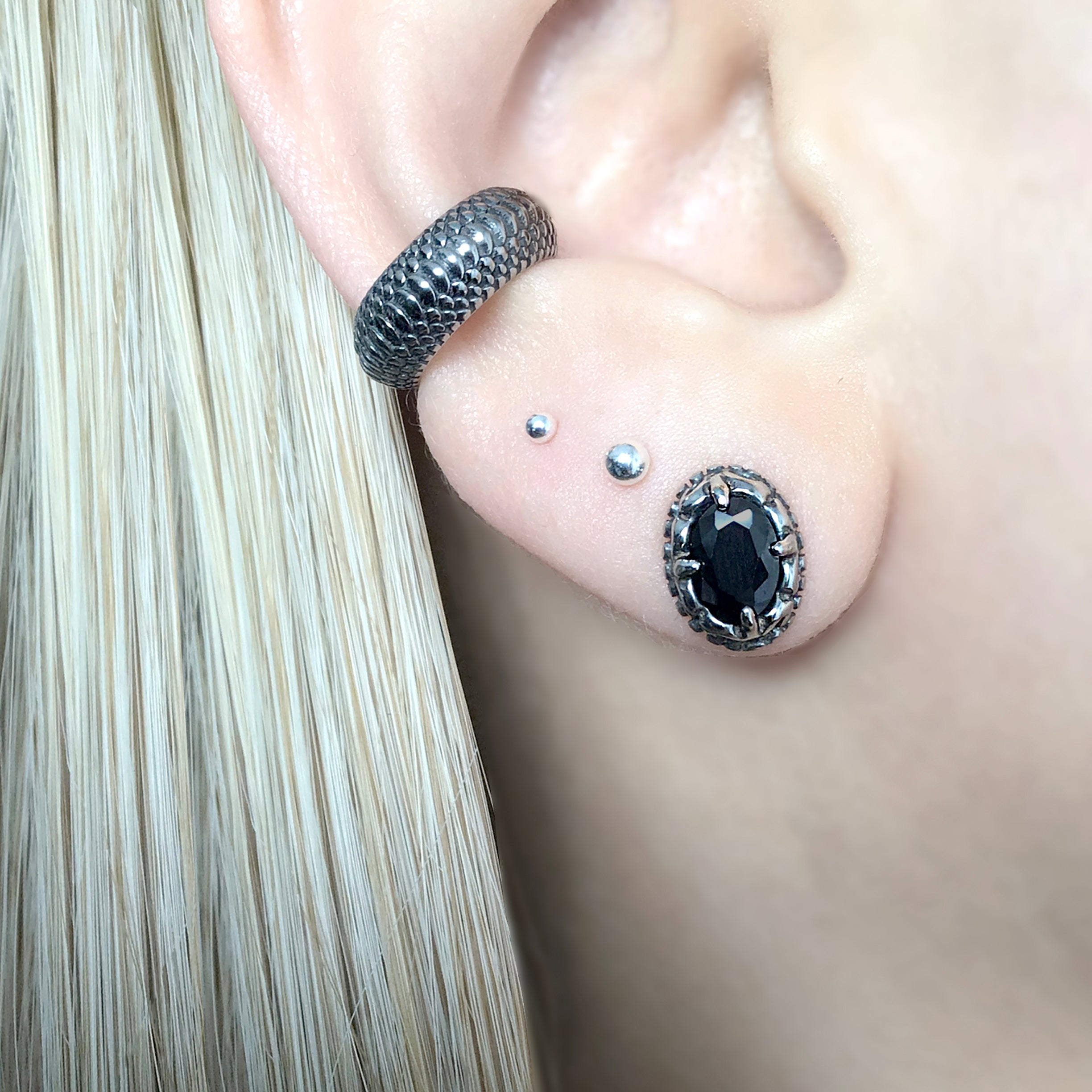 GOTHIC BLACK CZ STUDS