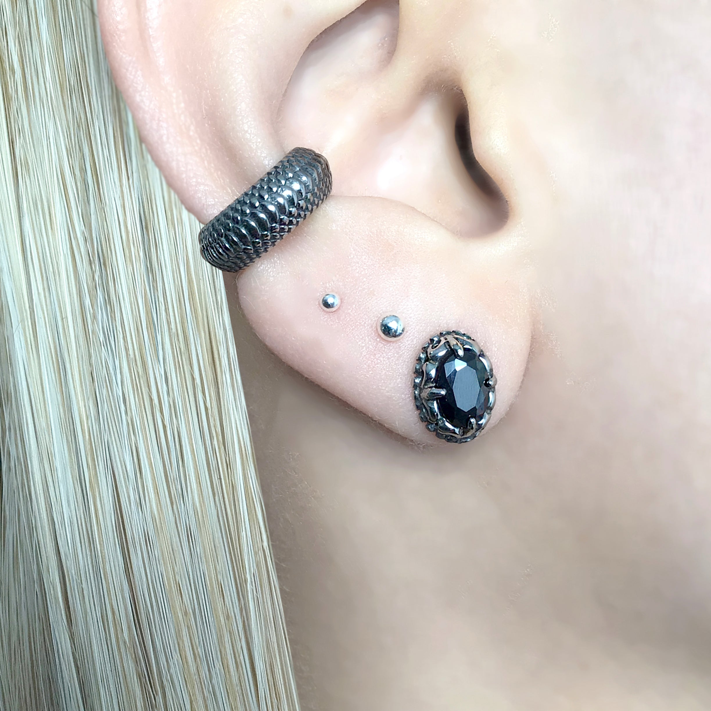 GOTHIC BLACK CZ STUDS