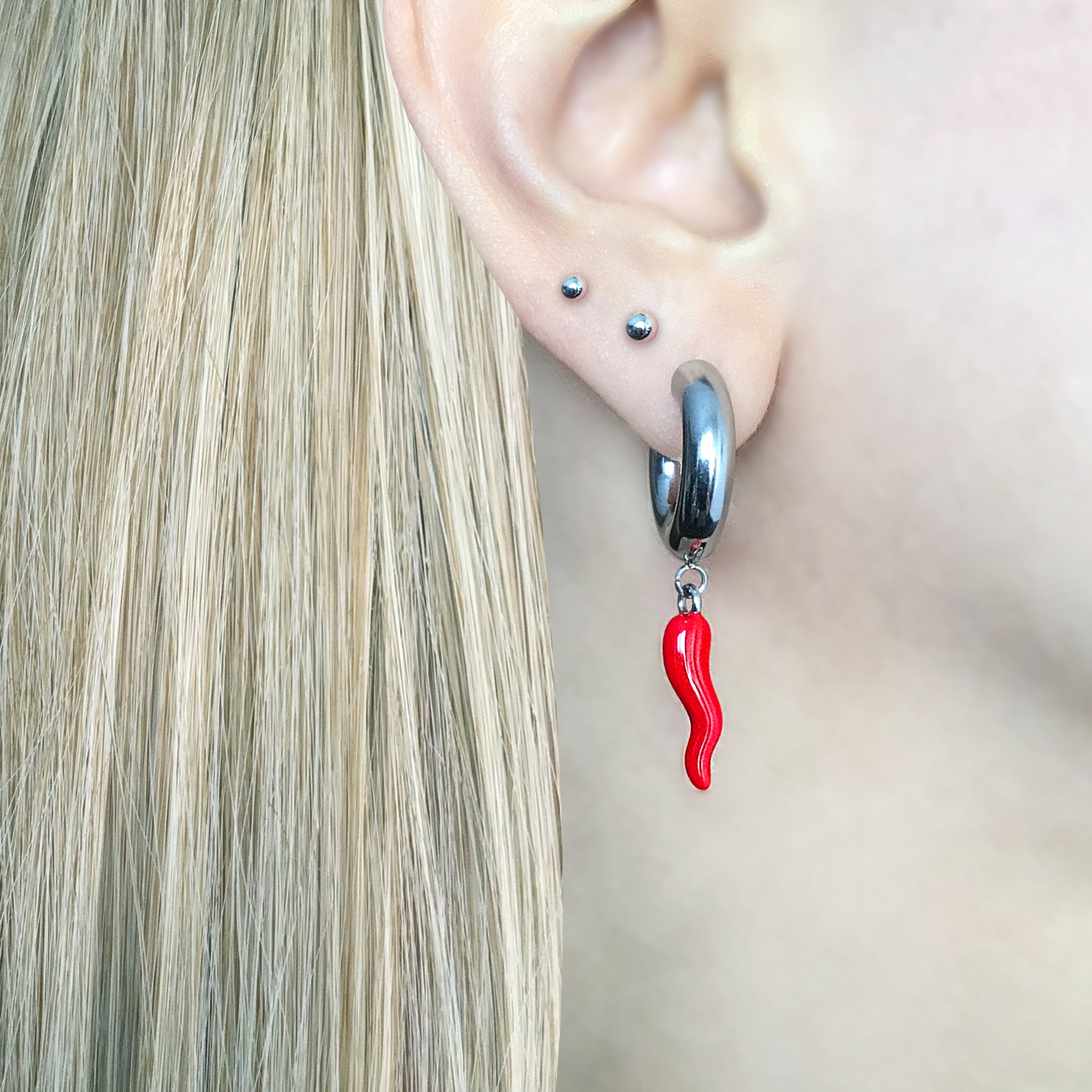 RED CHILI PEPPERS HOOP EARRINGS