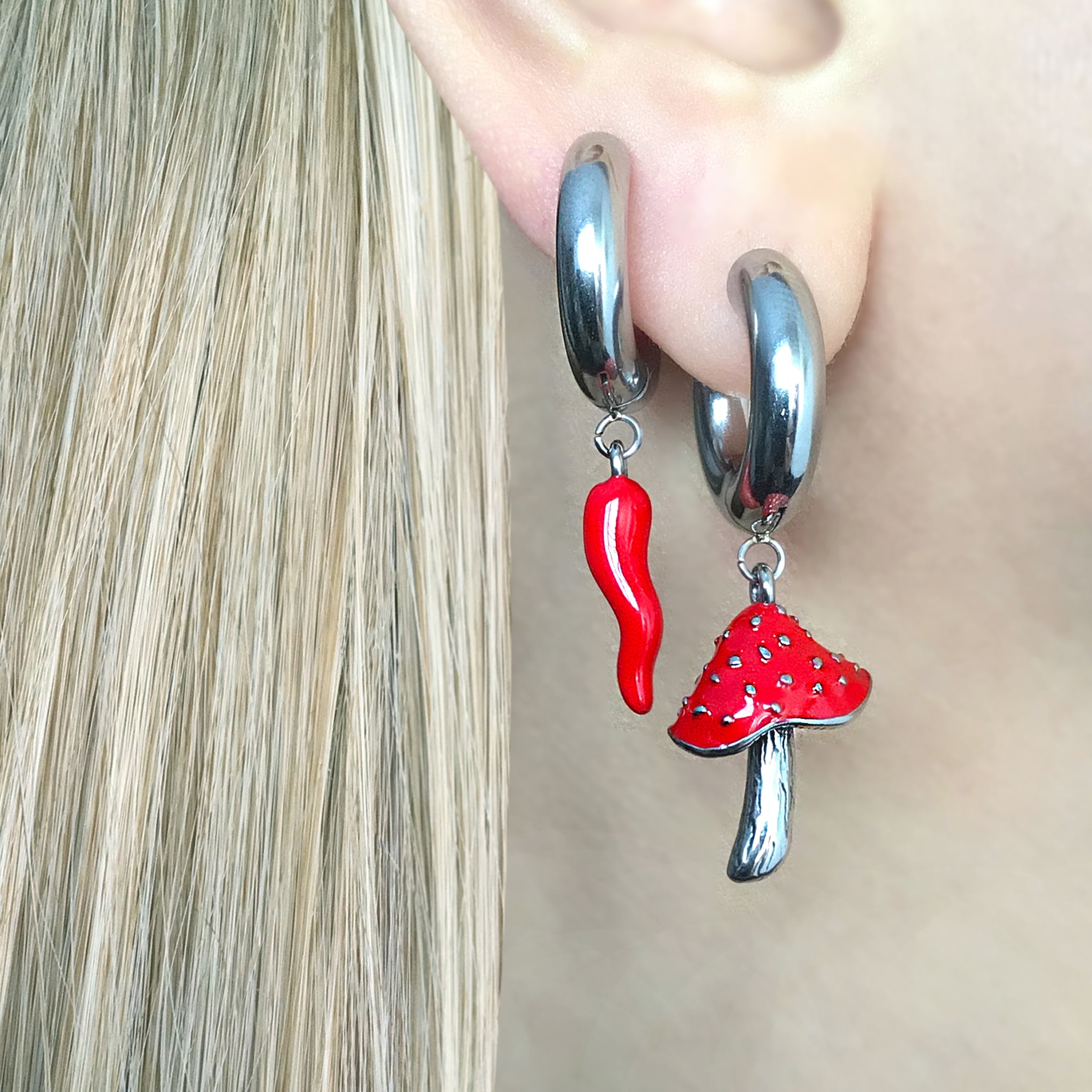 RED CHILI PEPPERS HOOP EARRINGS