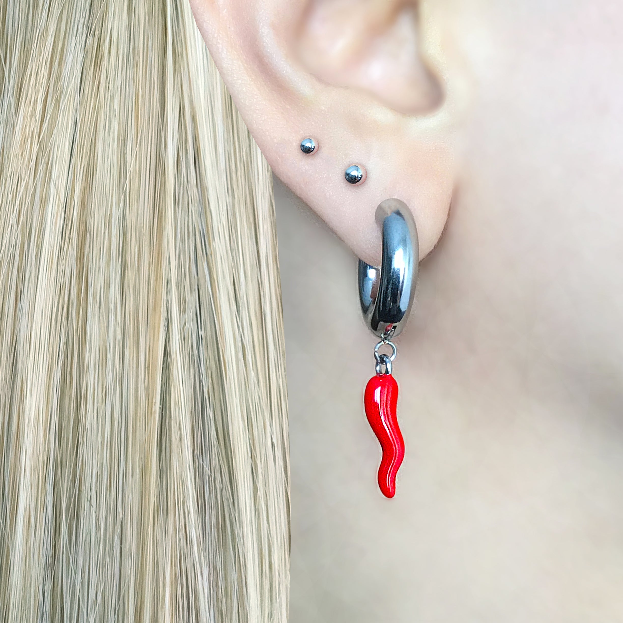 RED CHILI PEPPERS HOOP EARRINGS