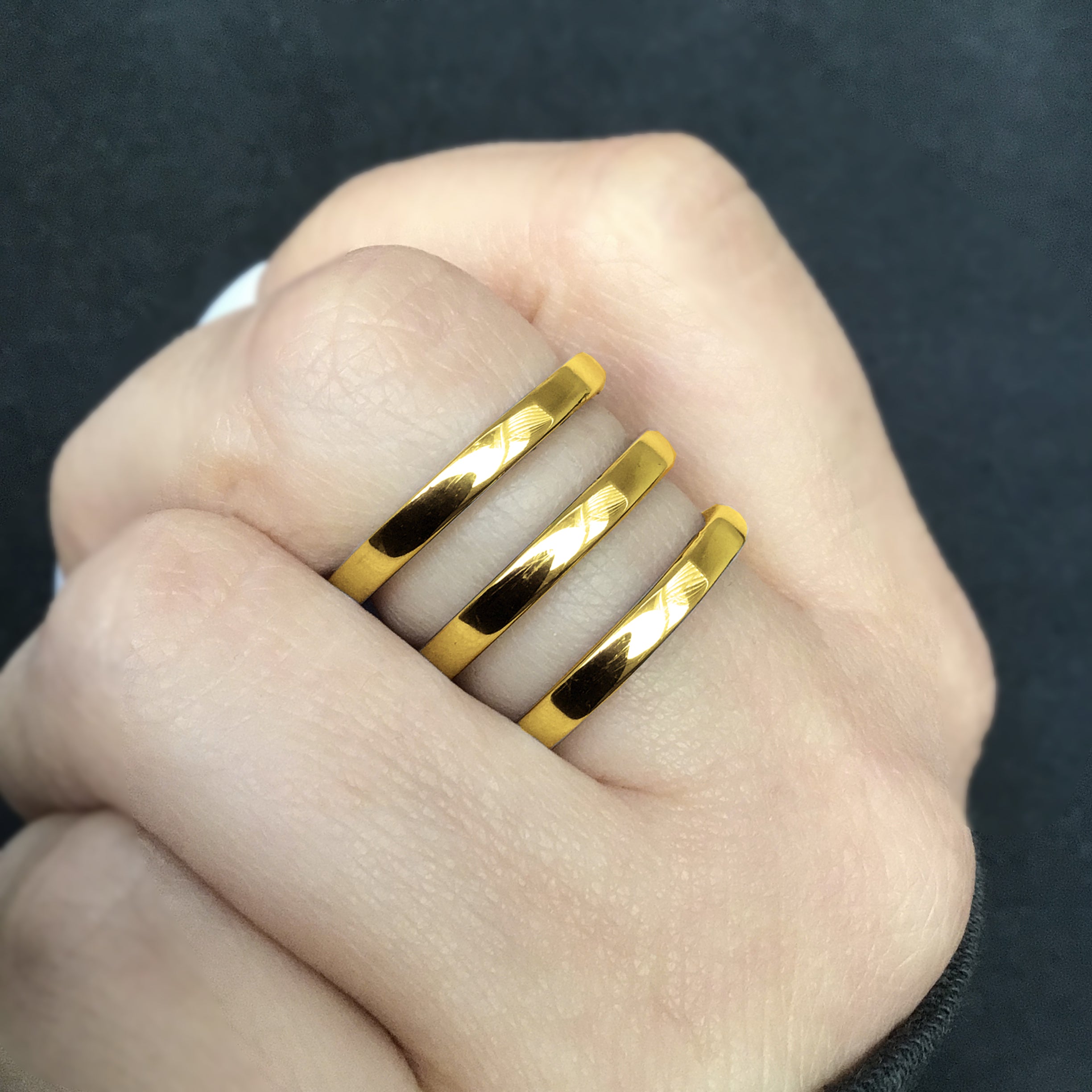 TRIPLE LINES WIDE RING