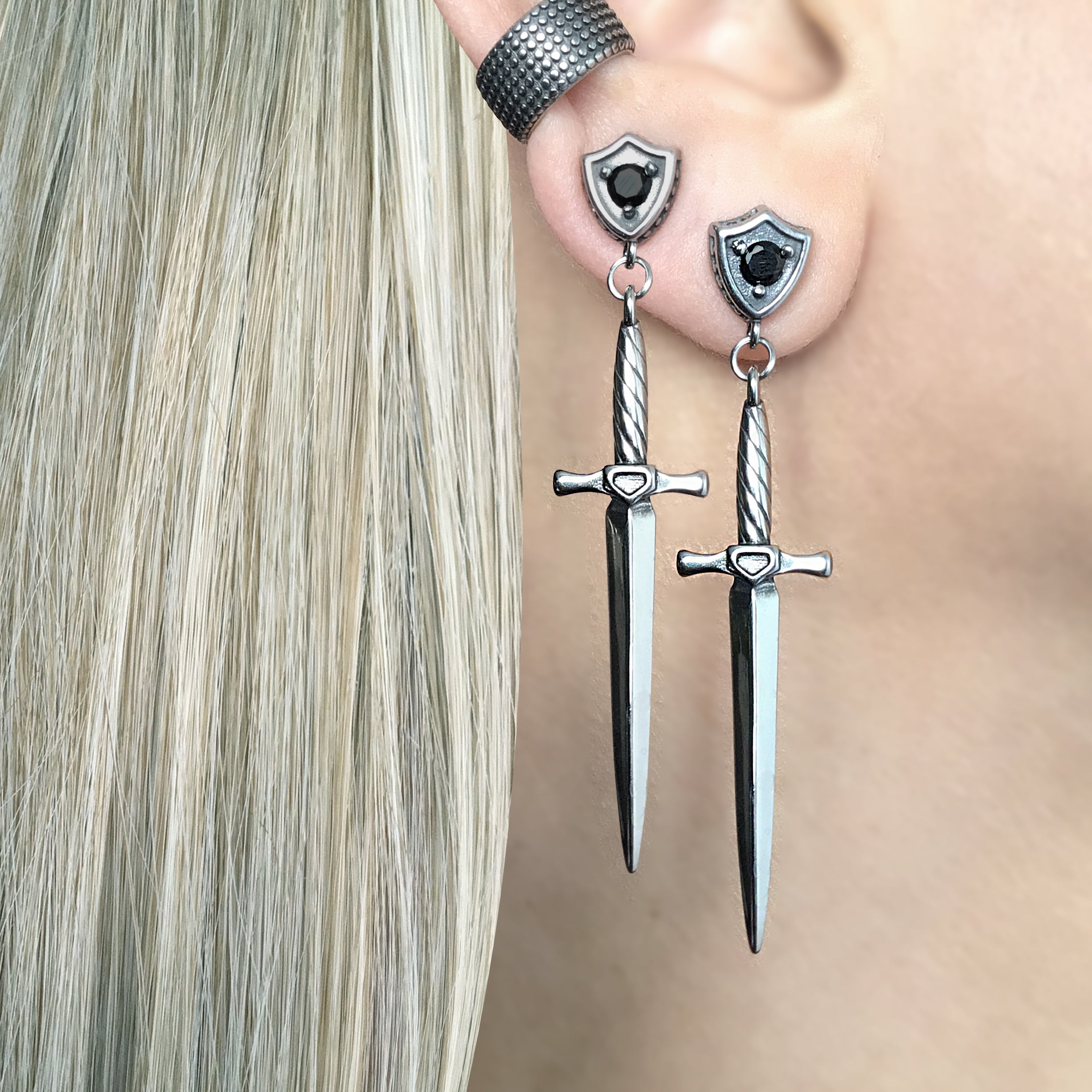 SWORD AND SHIELD EARRINGS