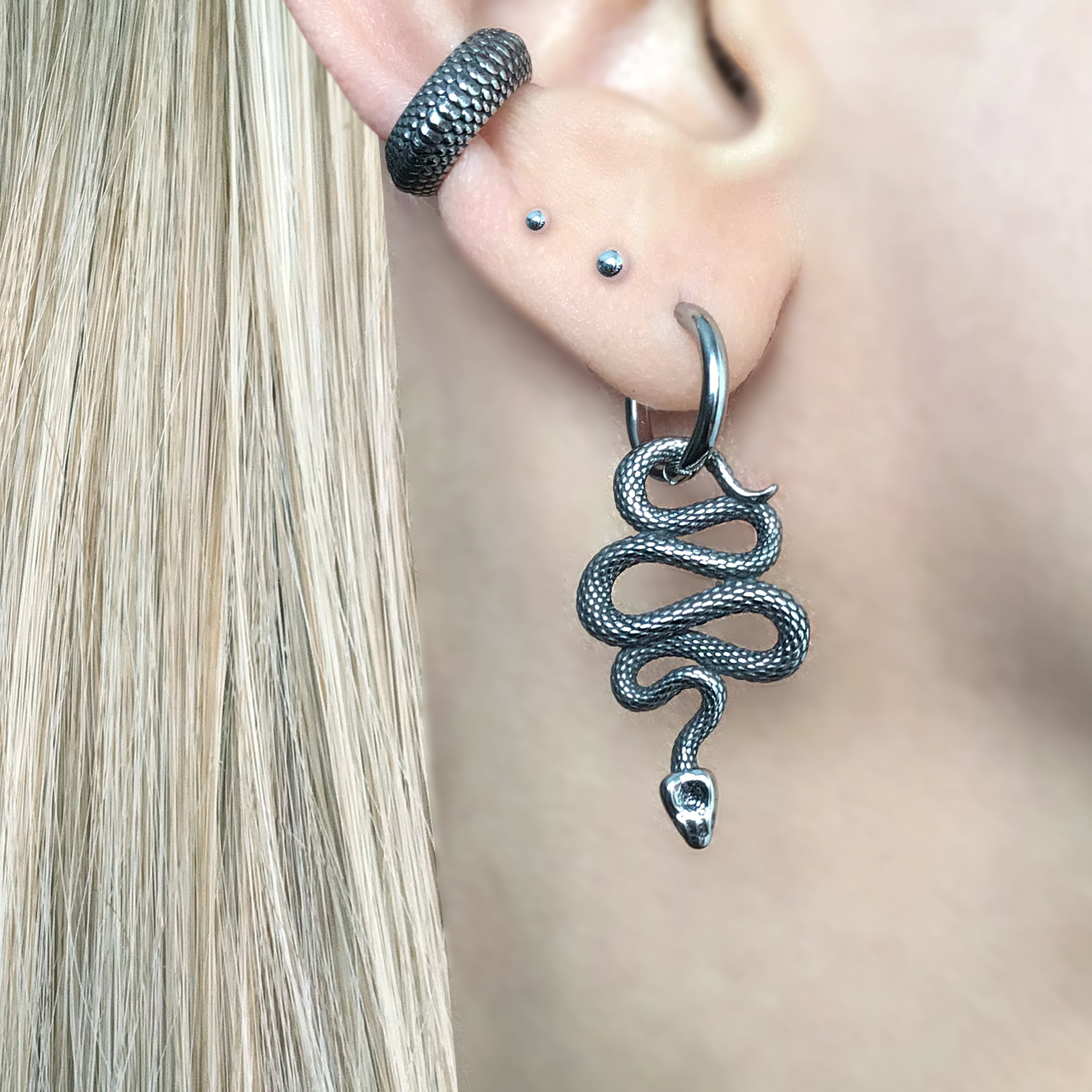 SNAKE HOOP  EARRINGS