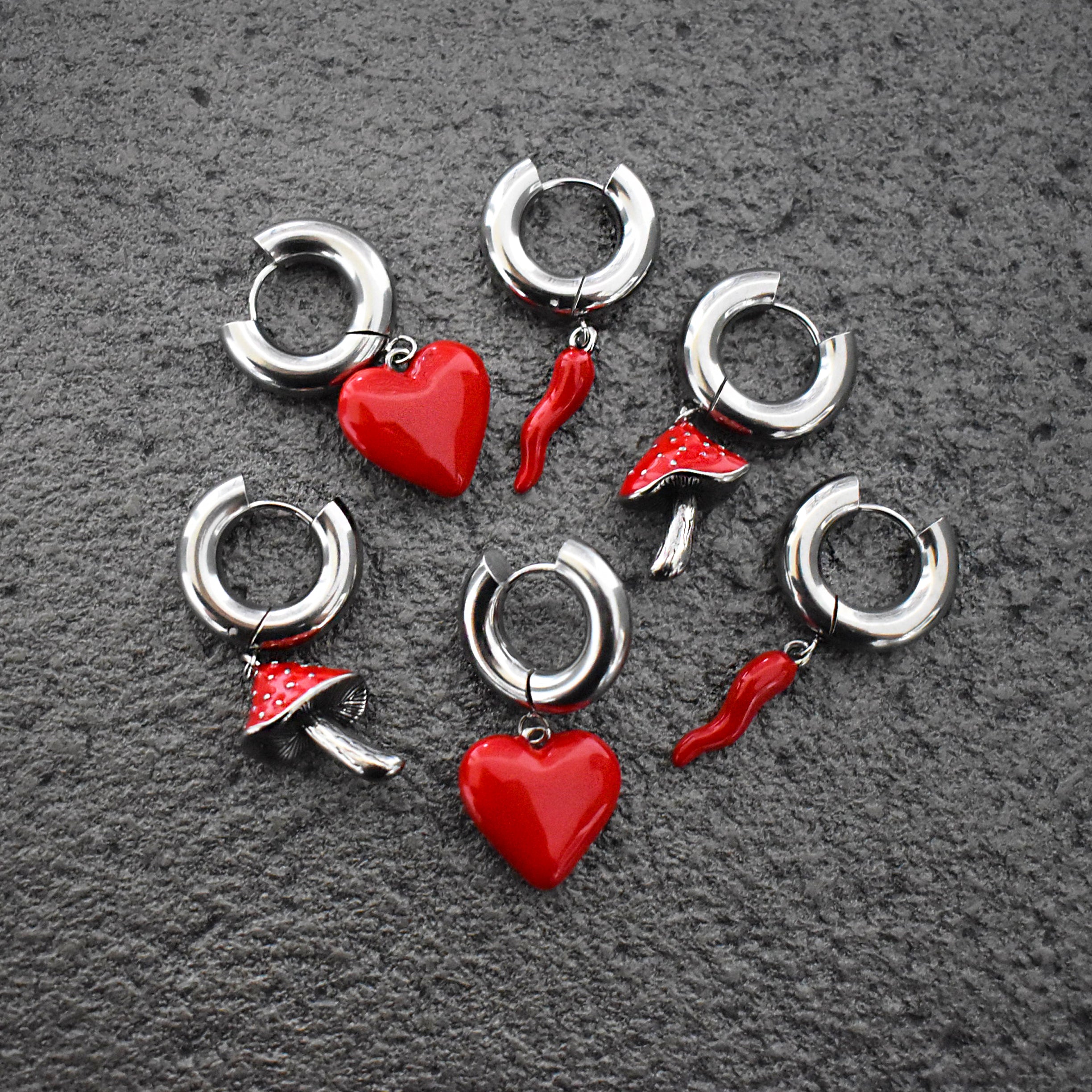 RED CHILI PEPPERS HOOP EARRINGS