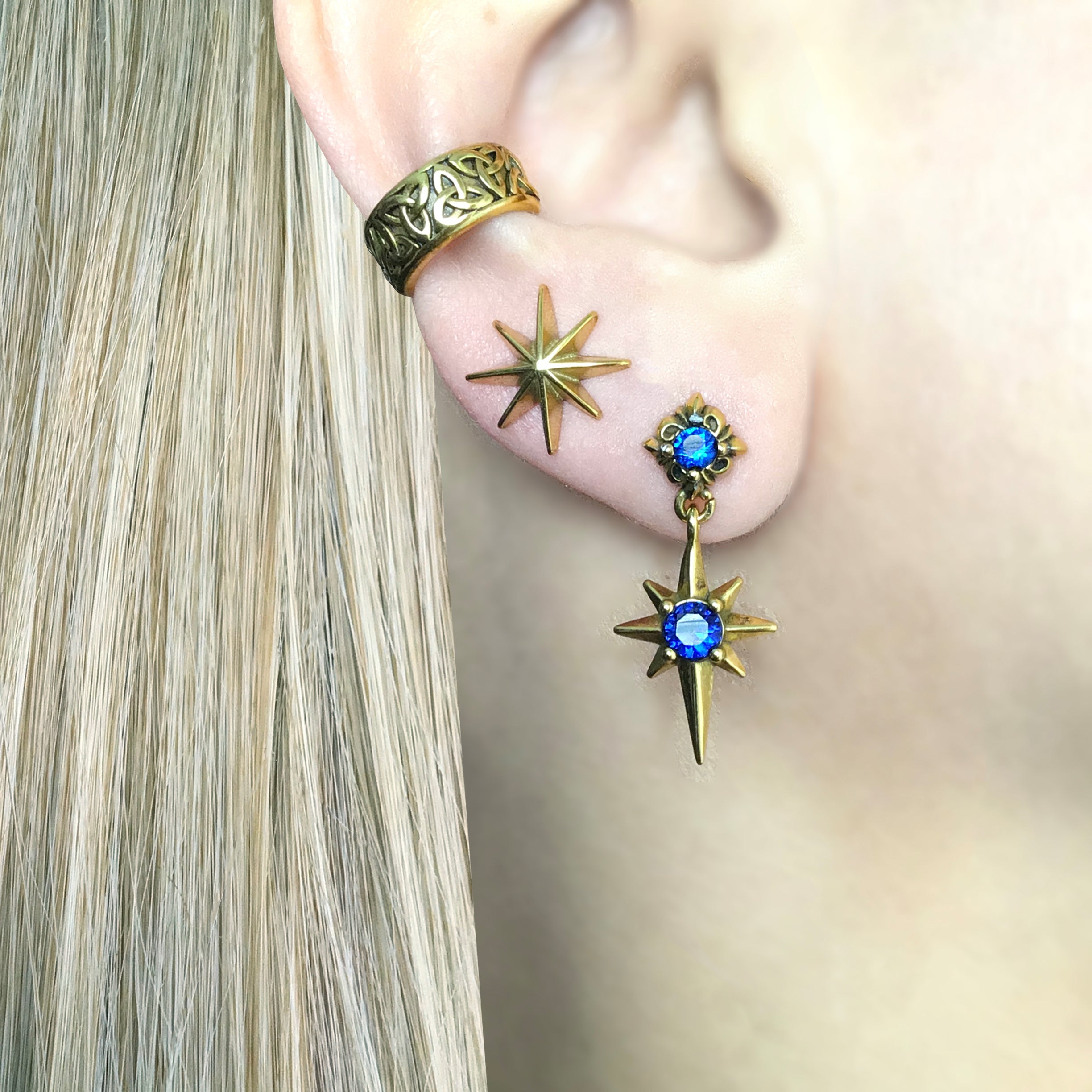 NORTH STAR STUDS WITH SAPPHIRE CZ
