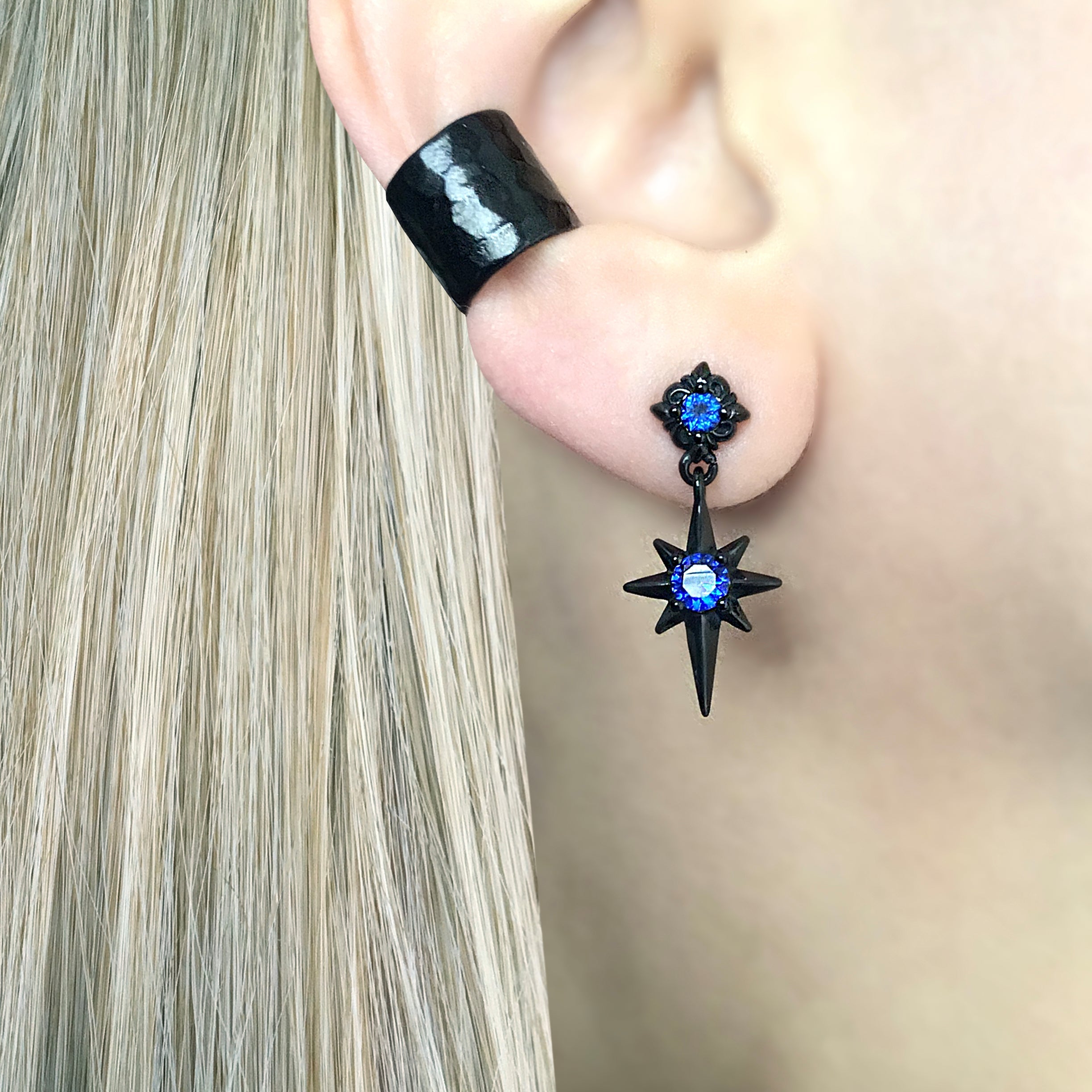NORTH STAR STUDS WITH SAPPHIRE CZ