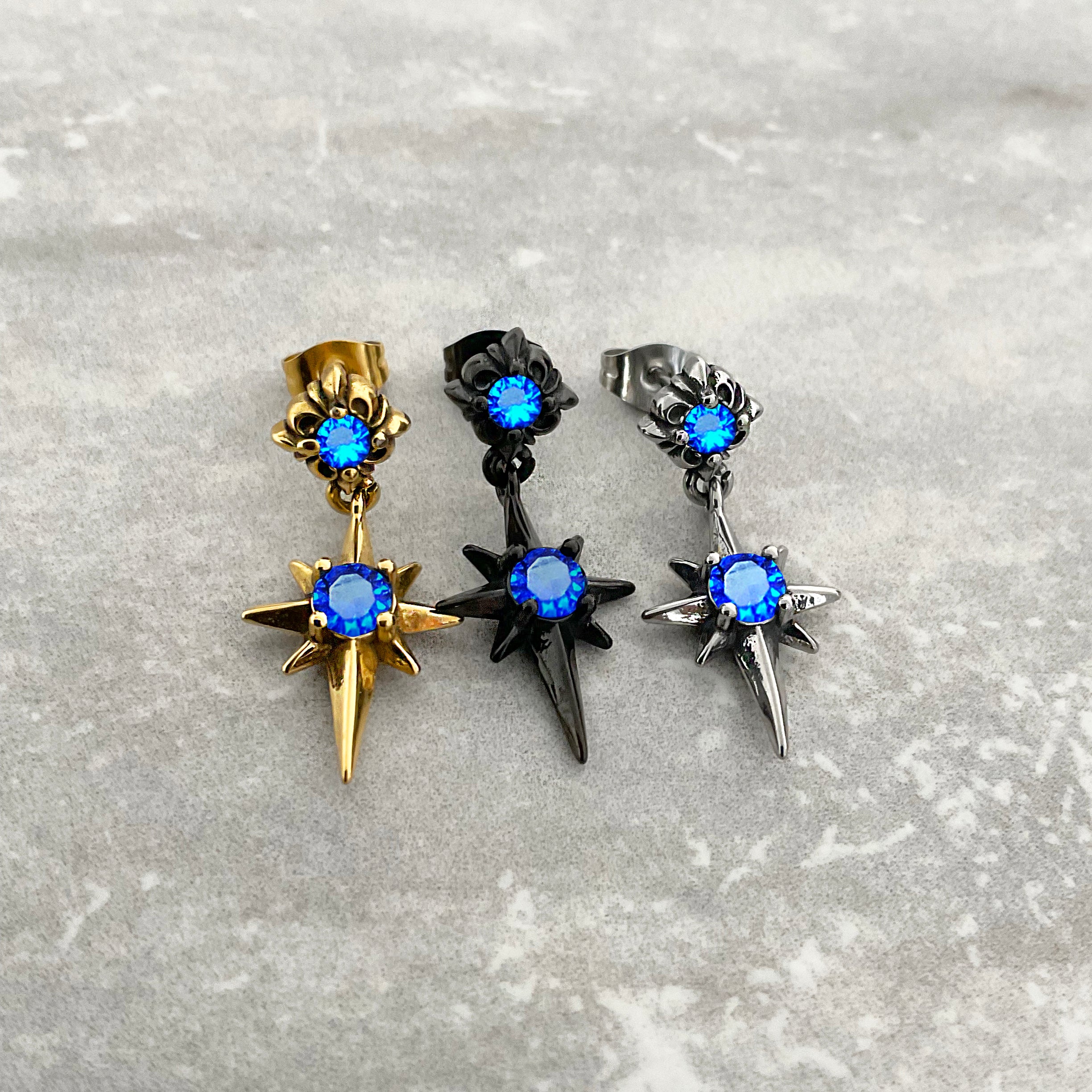 NORTH STAR STUDS WITH SAPPHIRE CZ