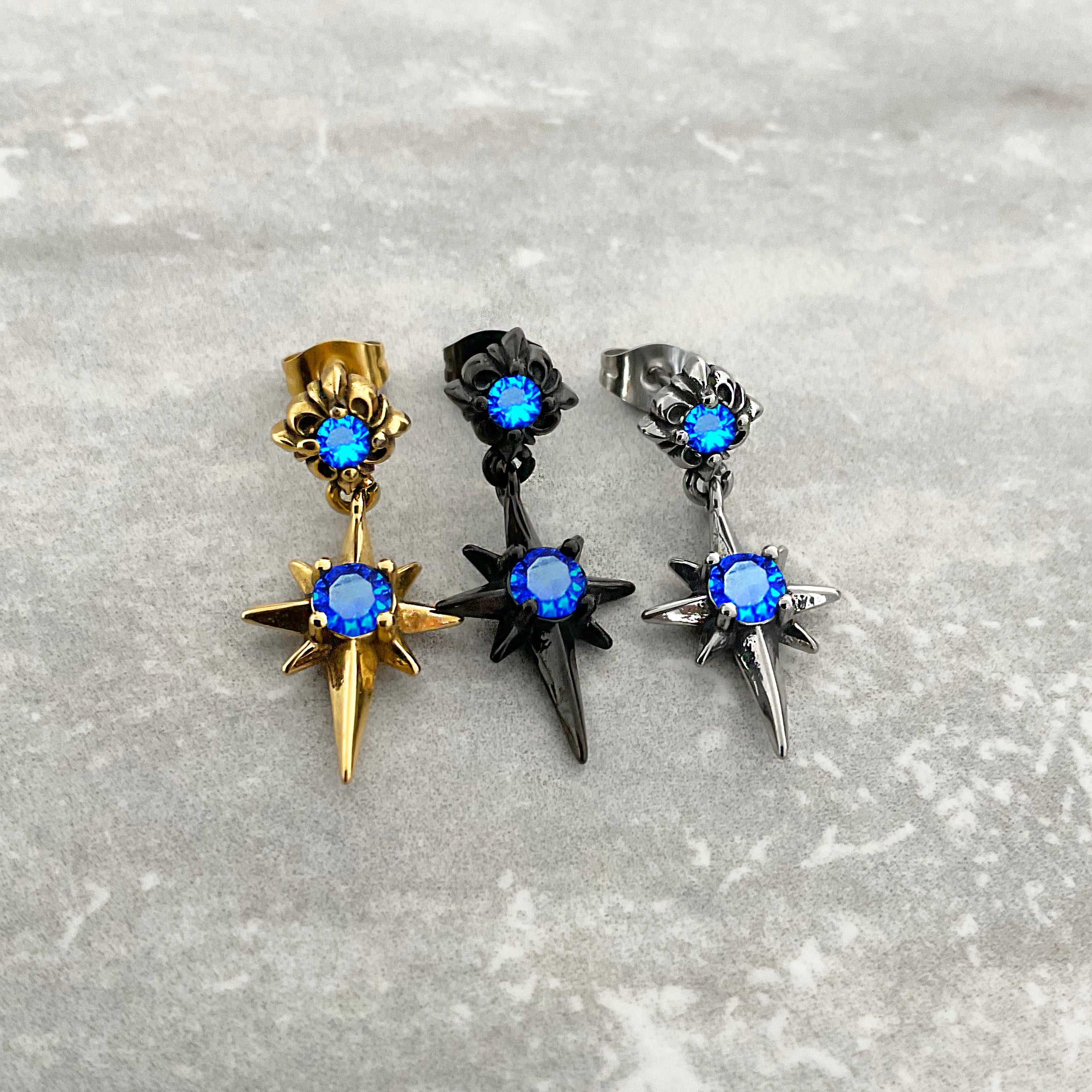 NORTH STAR STUDS WITH SAPPHIRE CZ