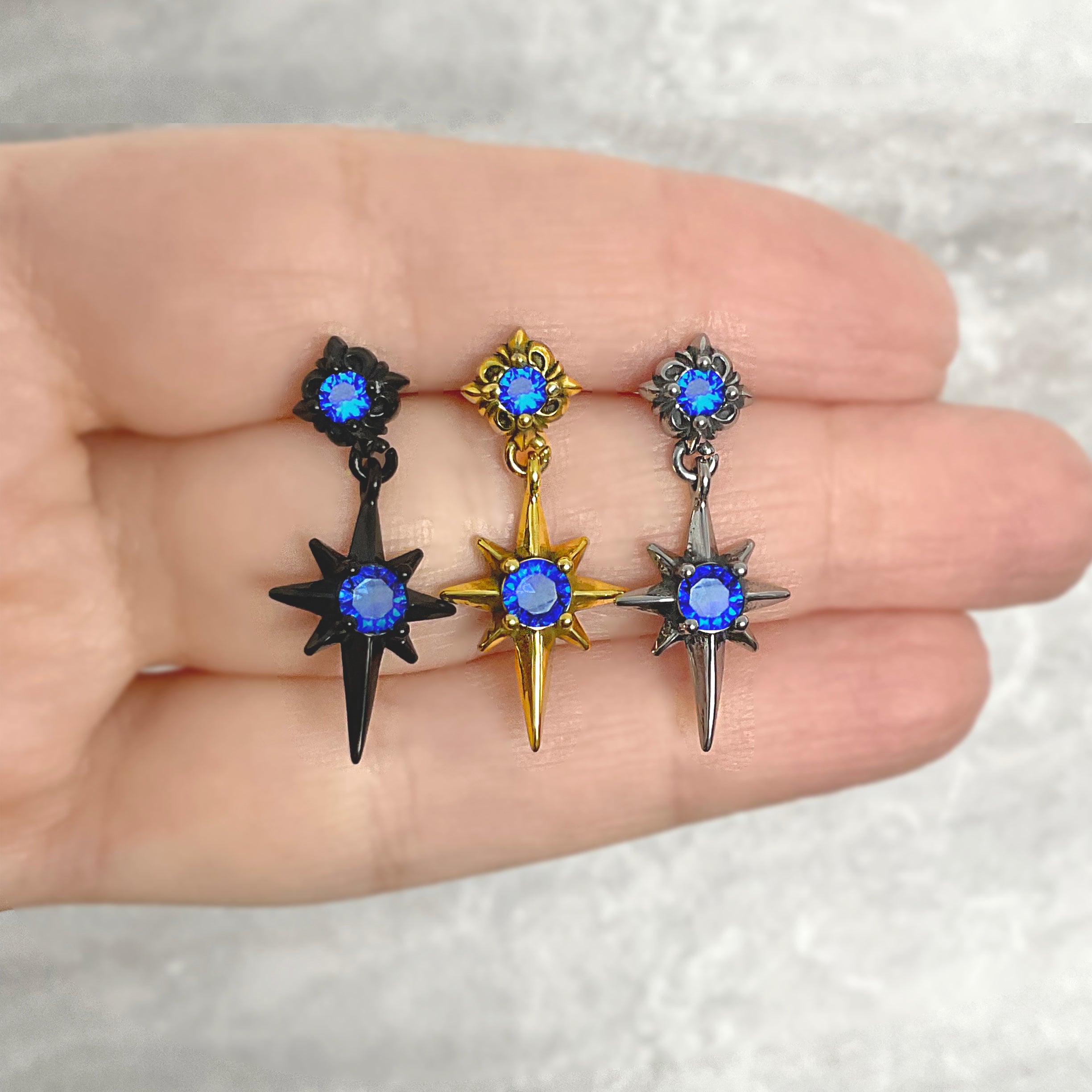 NORTH STAR STUDS WITH SAPPHIRE CZ