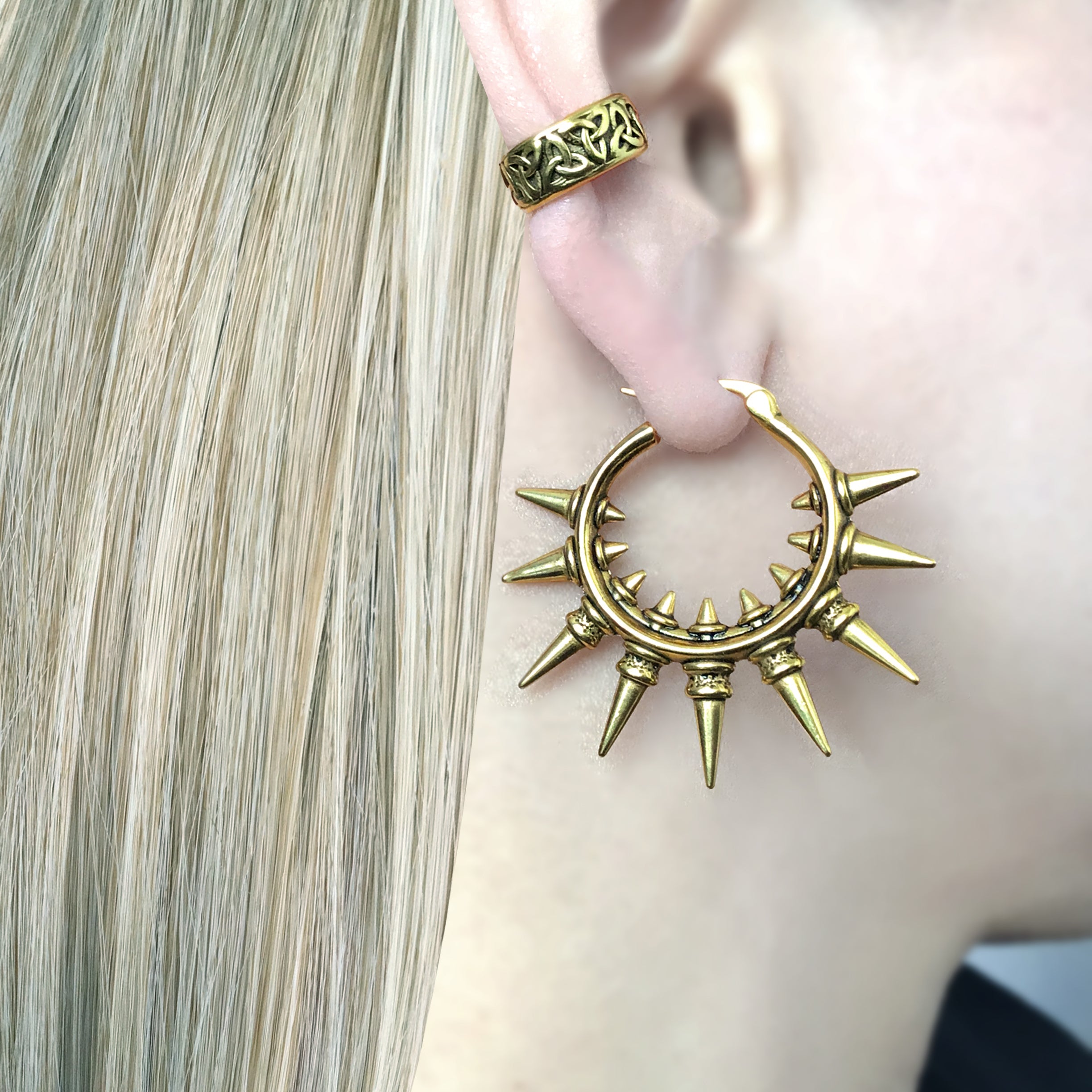 TRIBAL SPIKES HOOP EARRINGS