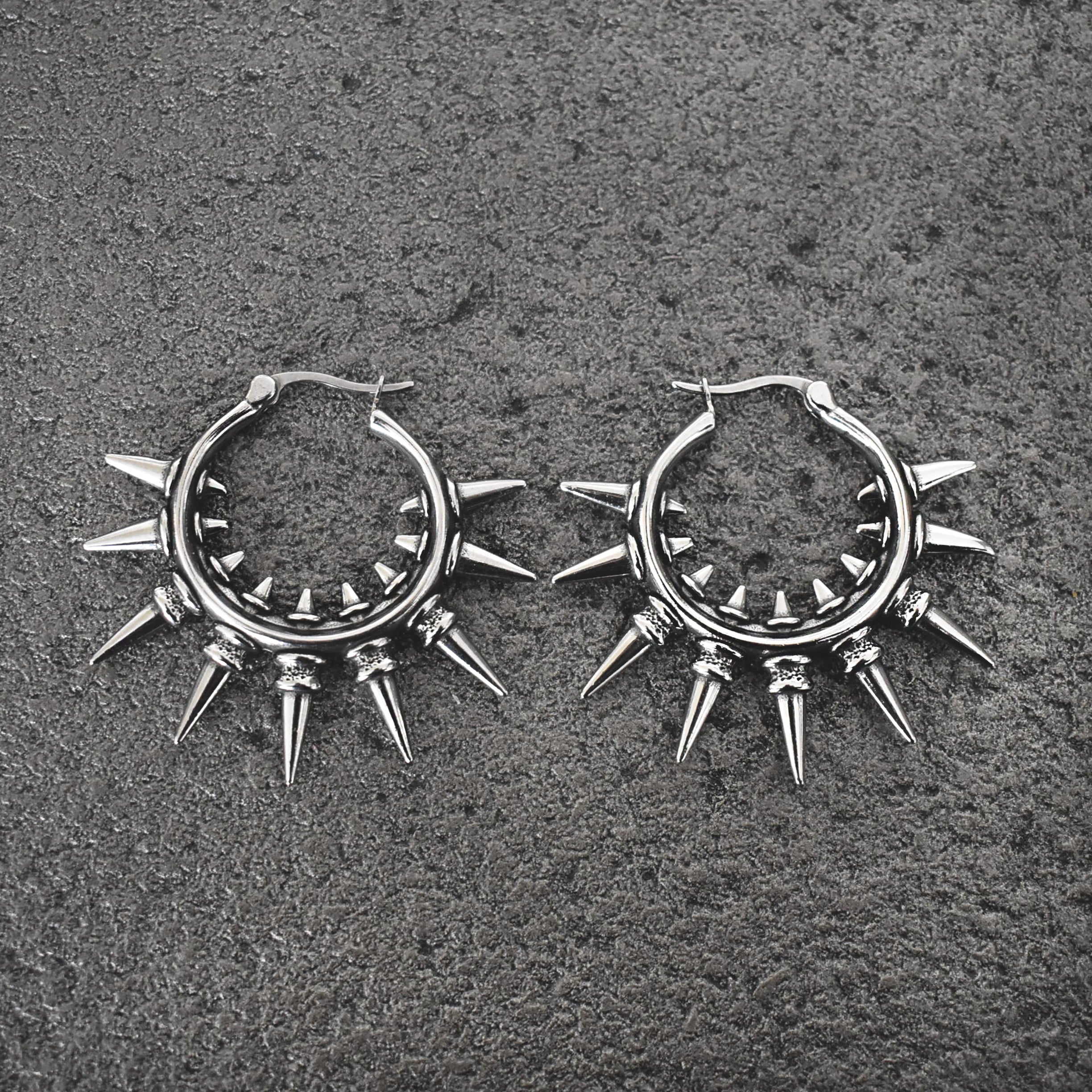 TRIBAL SPIKES HOOP EARRINGS