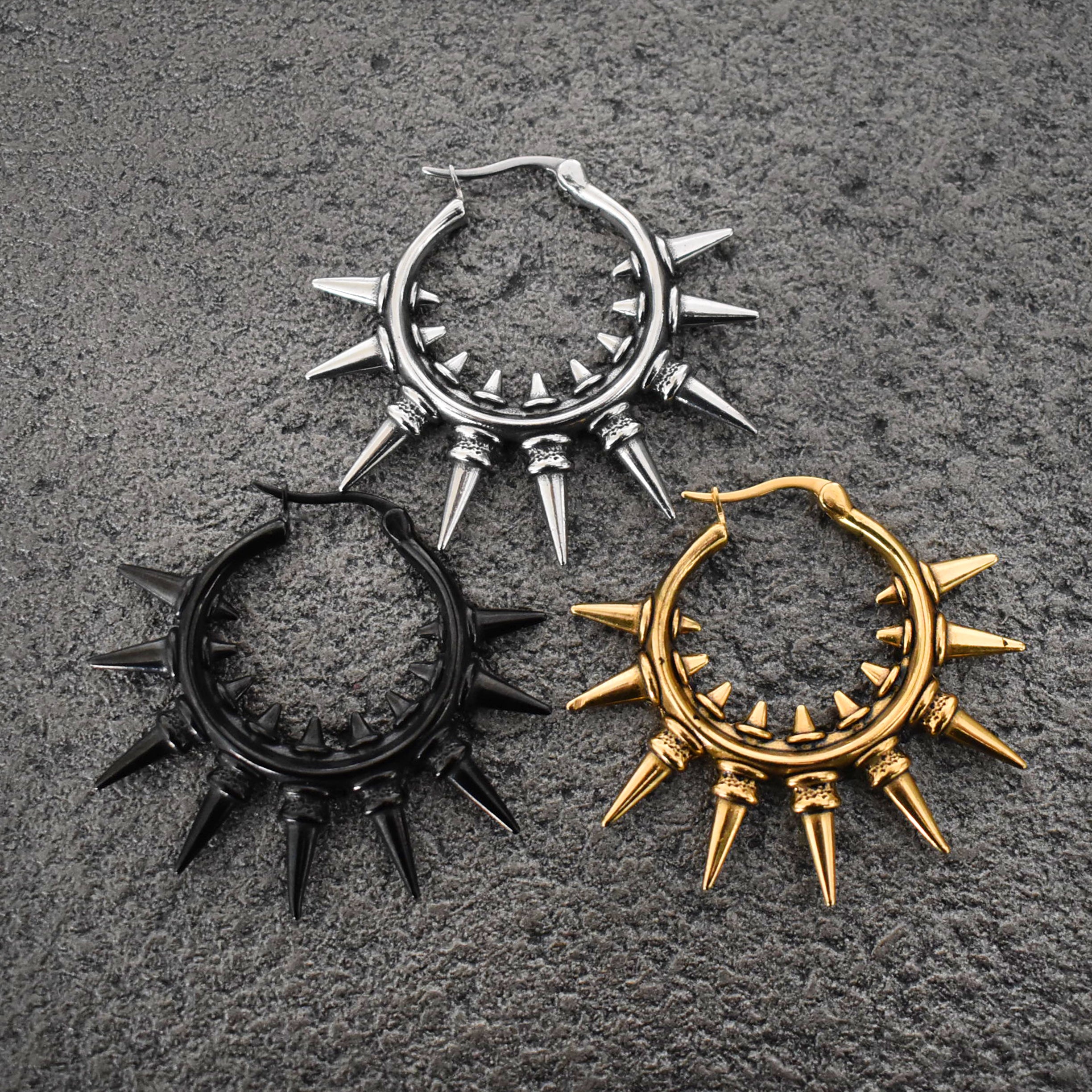 TRIBAL SPIKES HOOP EARRINGS