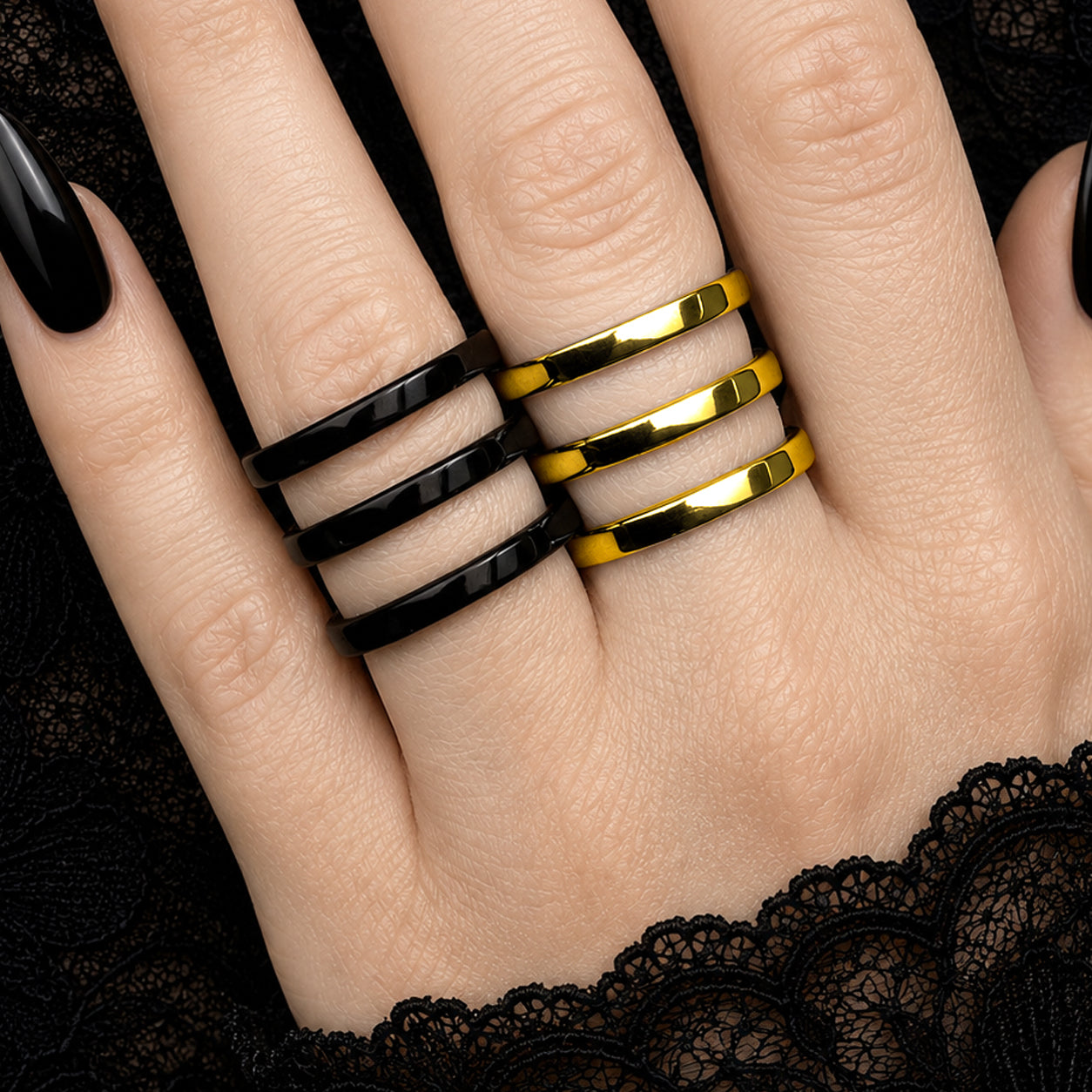 TRIPLE LINES WIDE RING