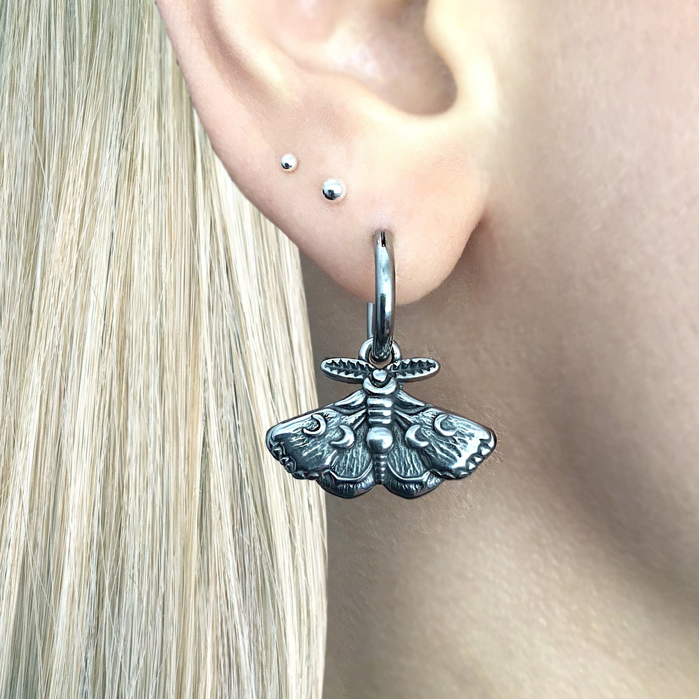 MOTH MOON PHASE EARRINGS