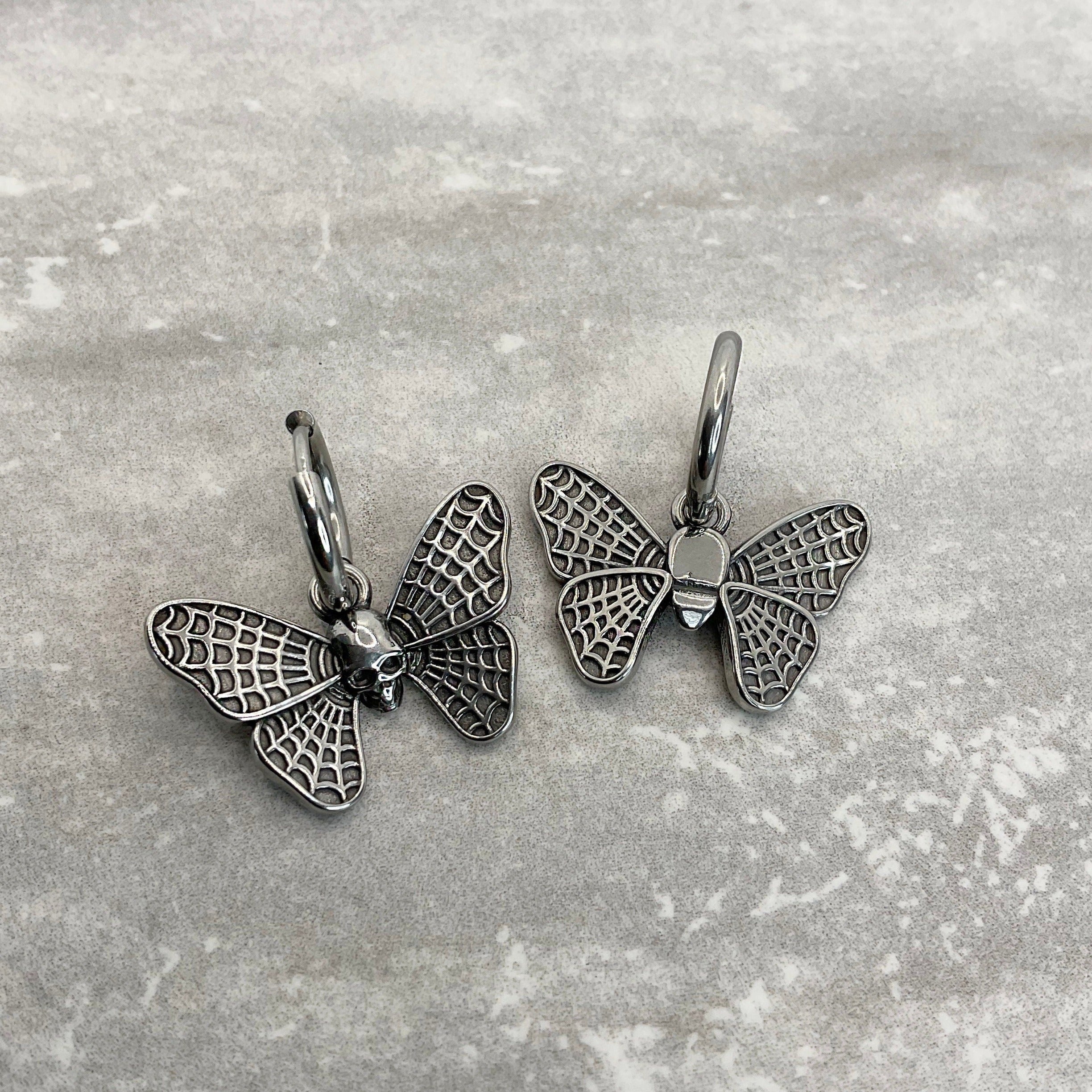 BUTTERFLY SKULL HOOP EARRINGS
