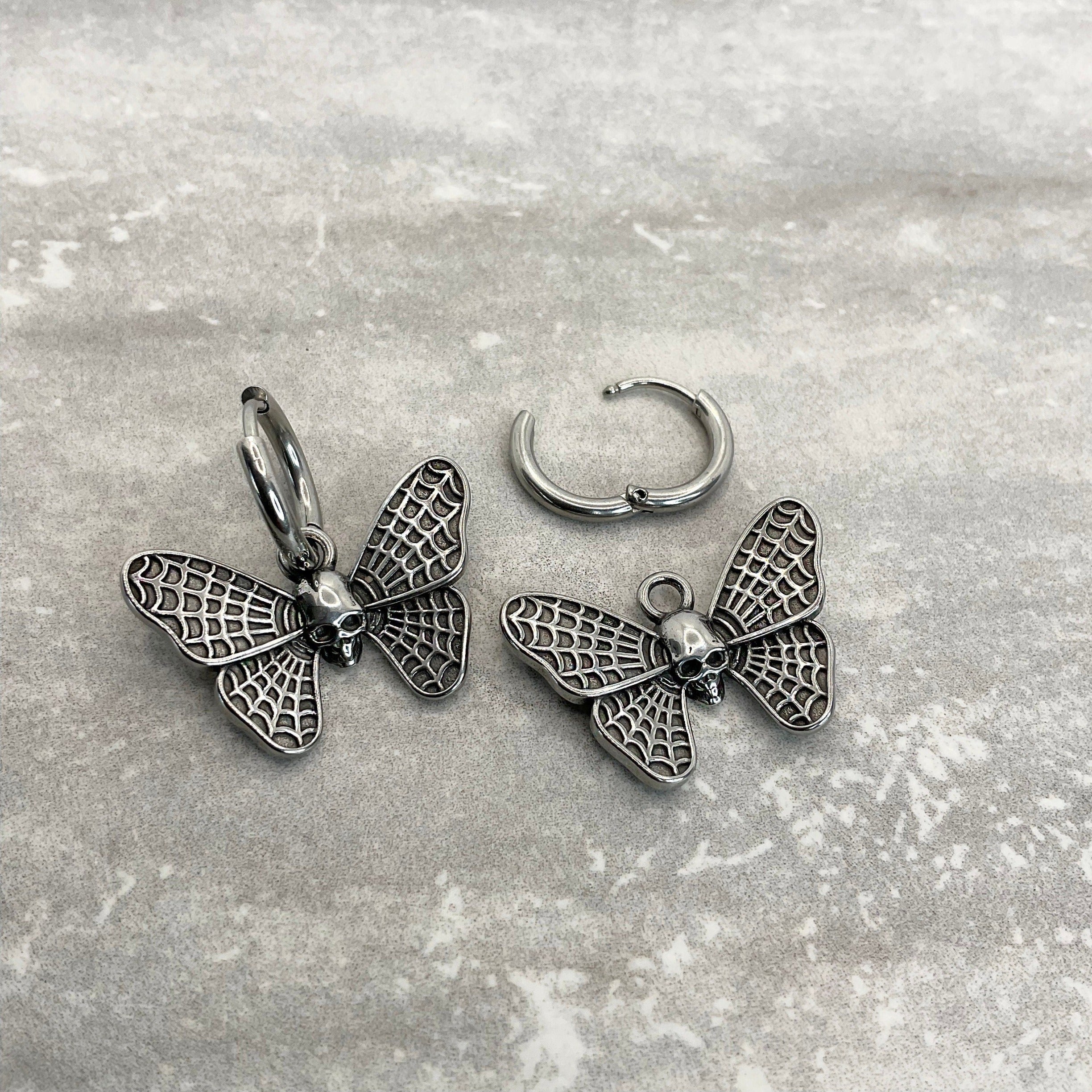 BUTTERFLY SKULL HOOP EARRINGS