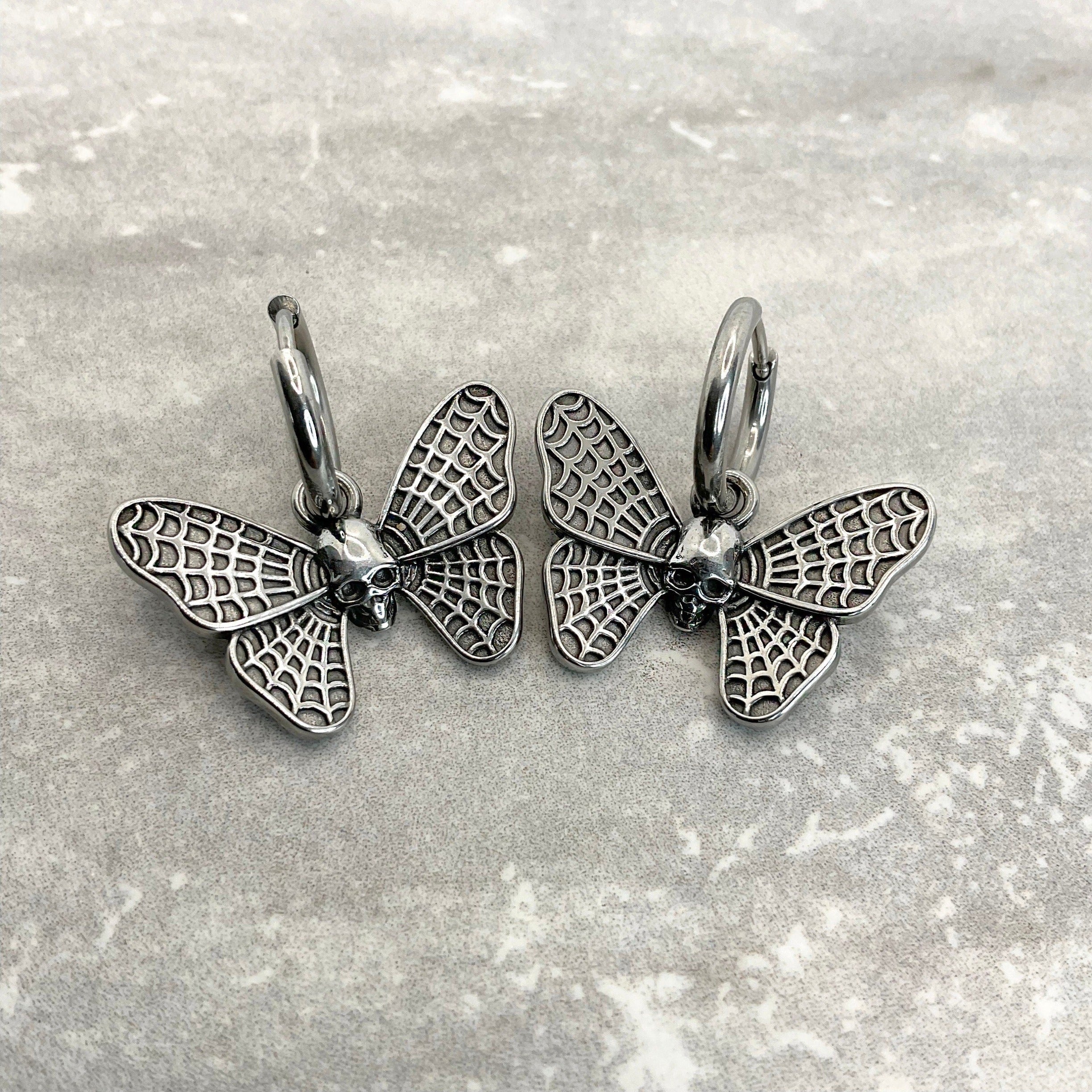 BUTTERFLY SKULL HOOP EARRINGS