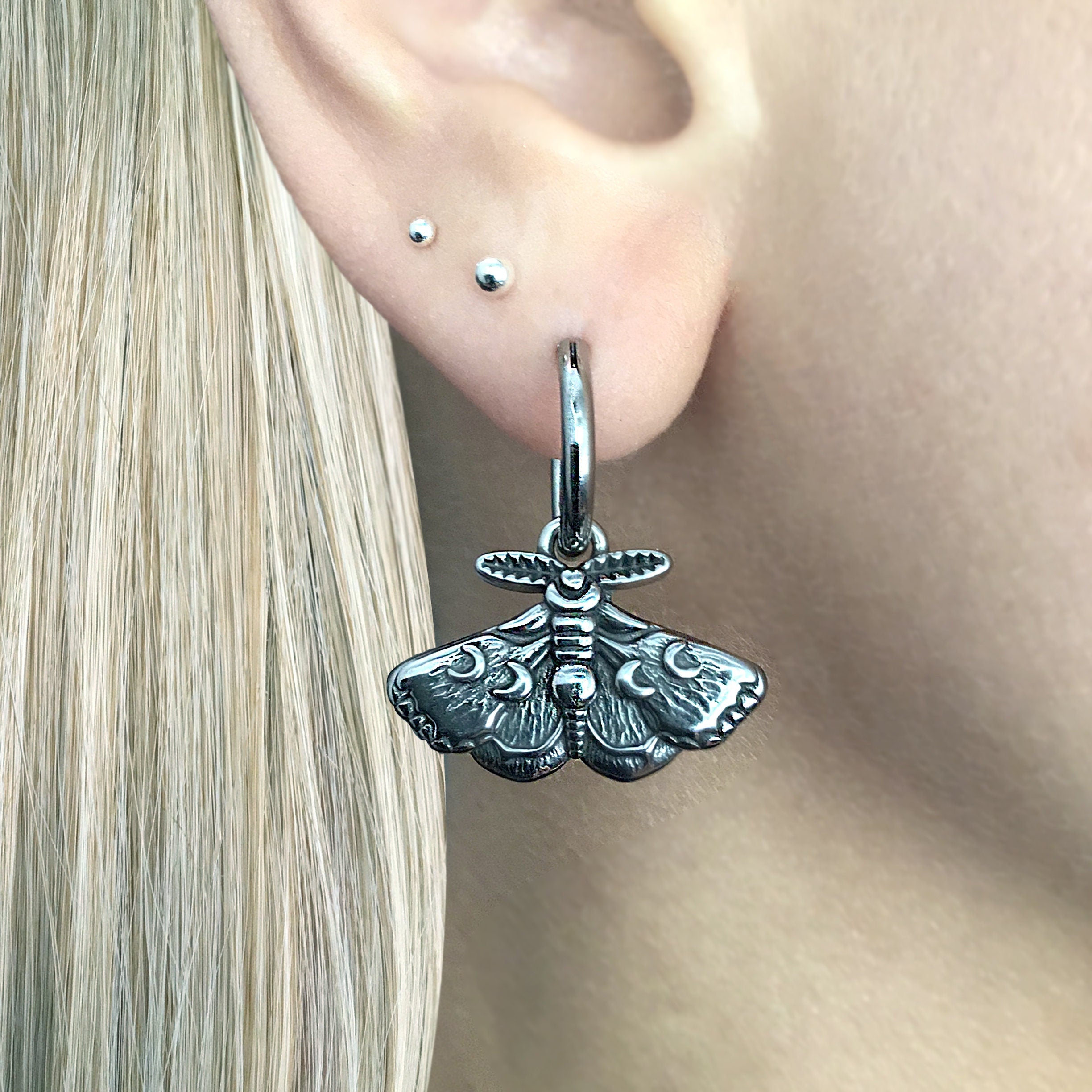 MOTH MOON PHASE EARRINGS