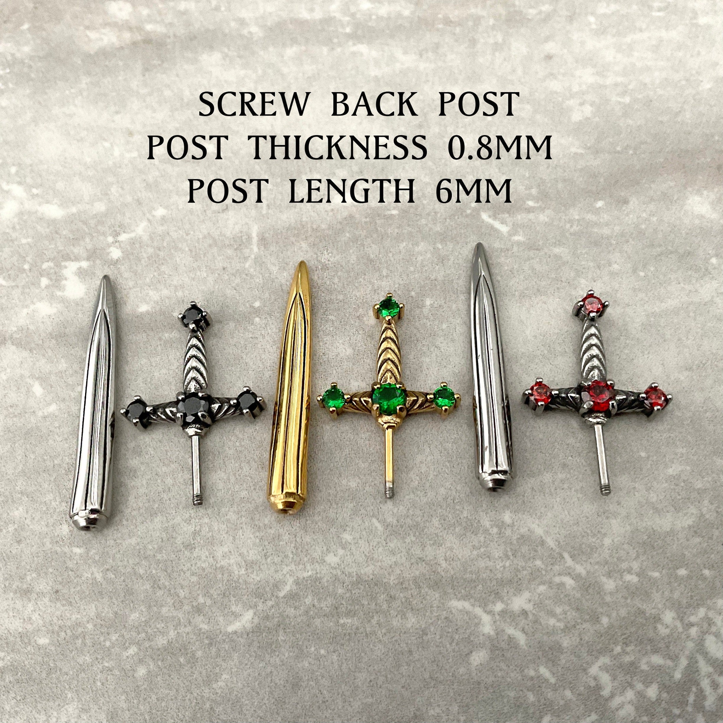 SWORD EARRINGS WITH BLACK CZ
