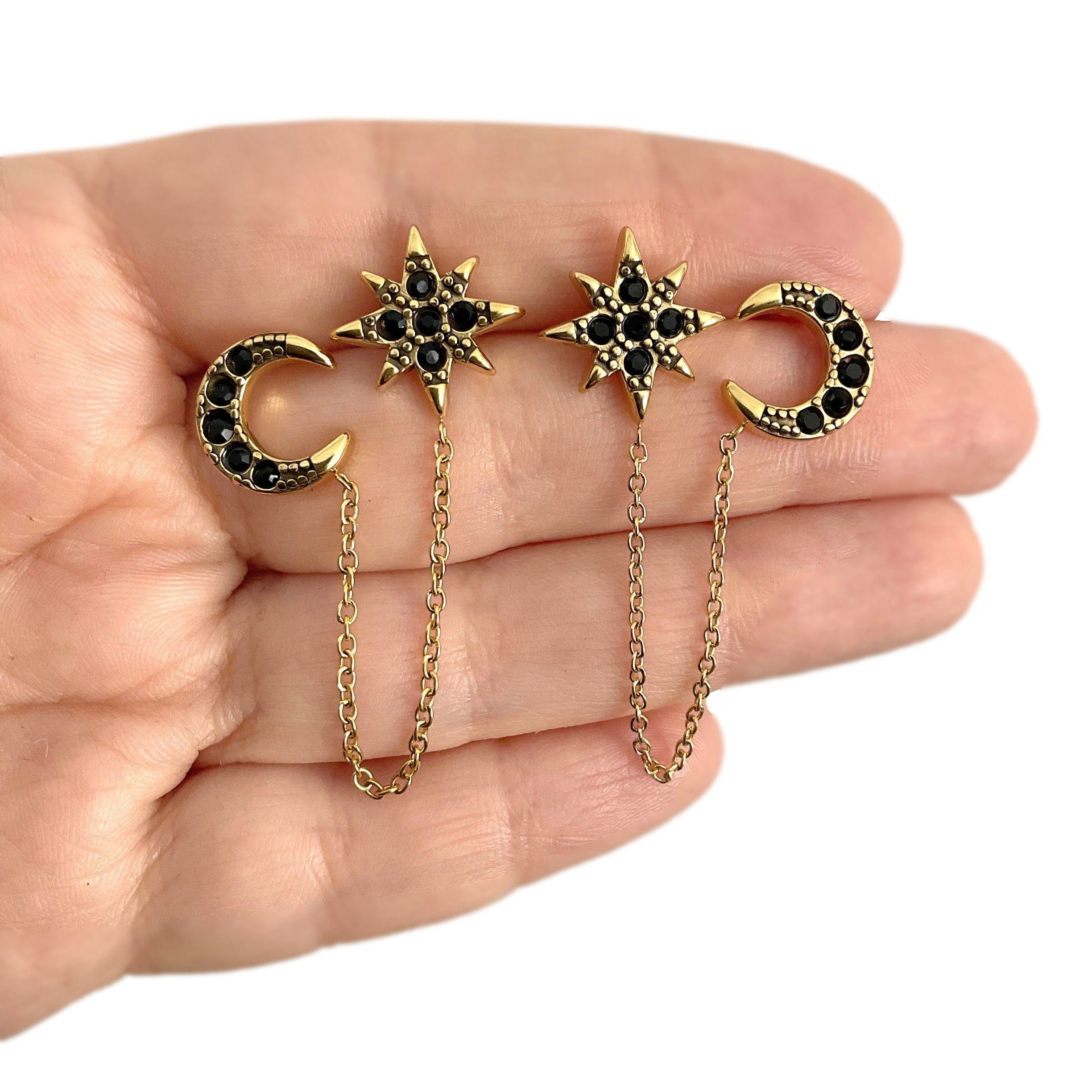 NORTH STAR AND MOON EARRINGS