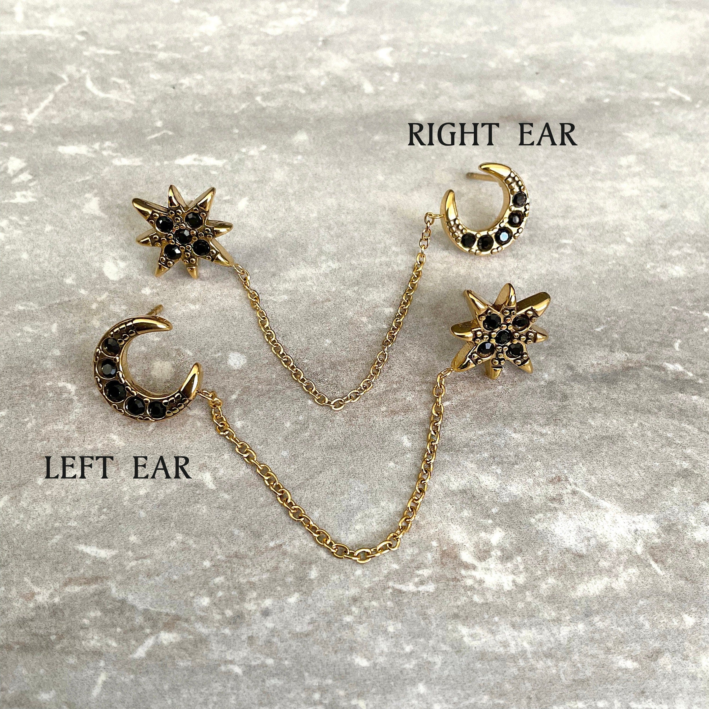 NORTH STAR AND MOON EARRINGS
