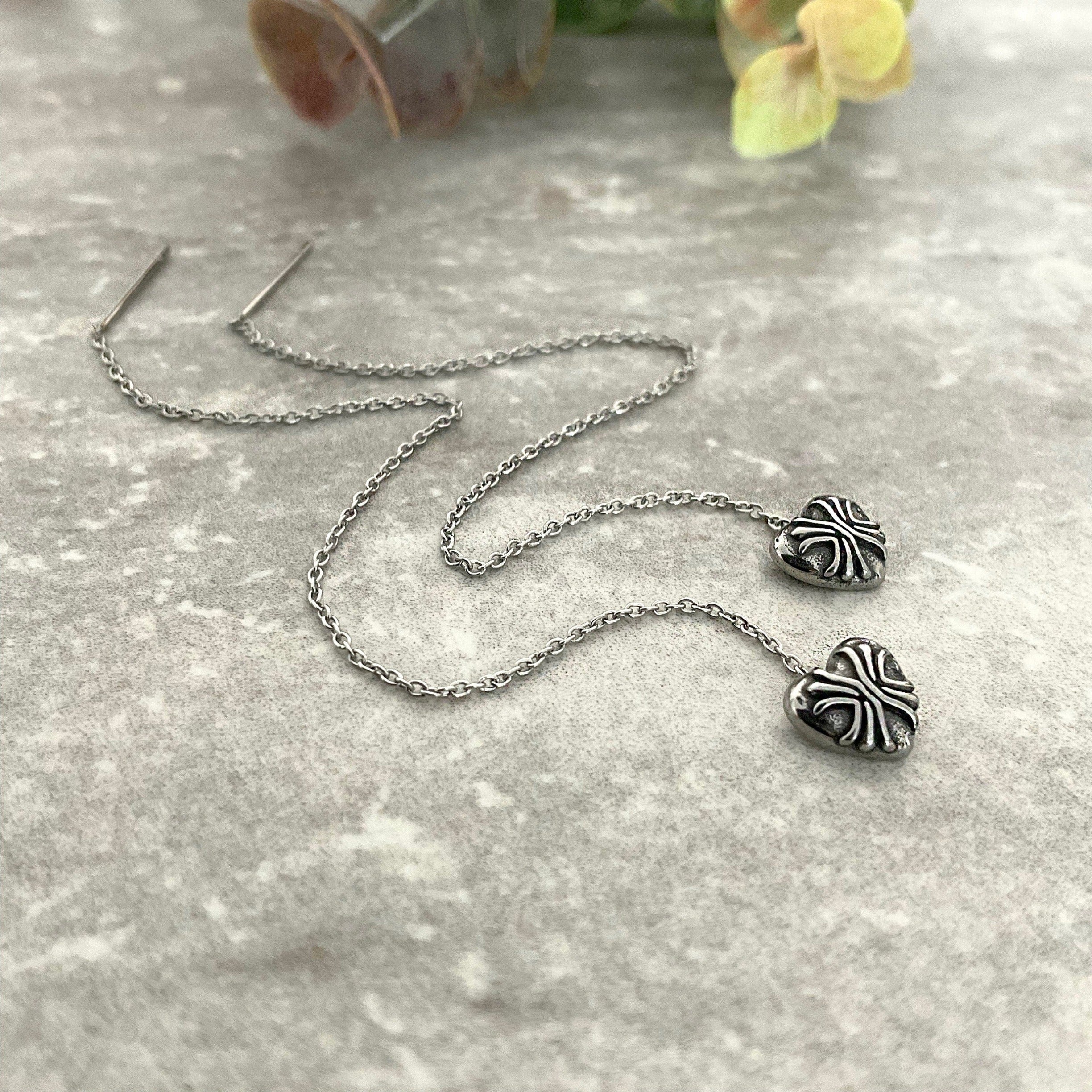 THREADER HEART EARRINGS